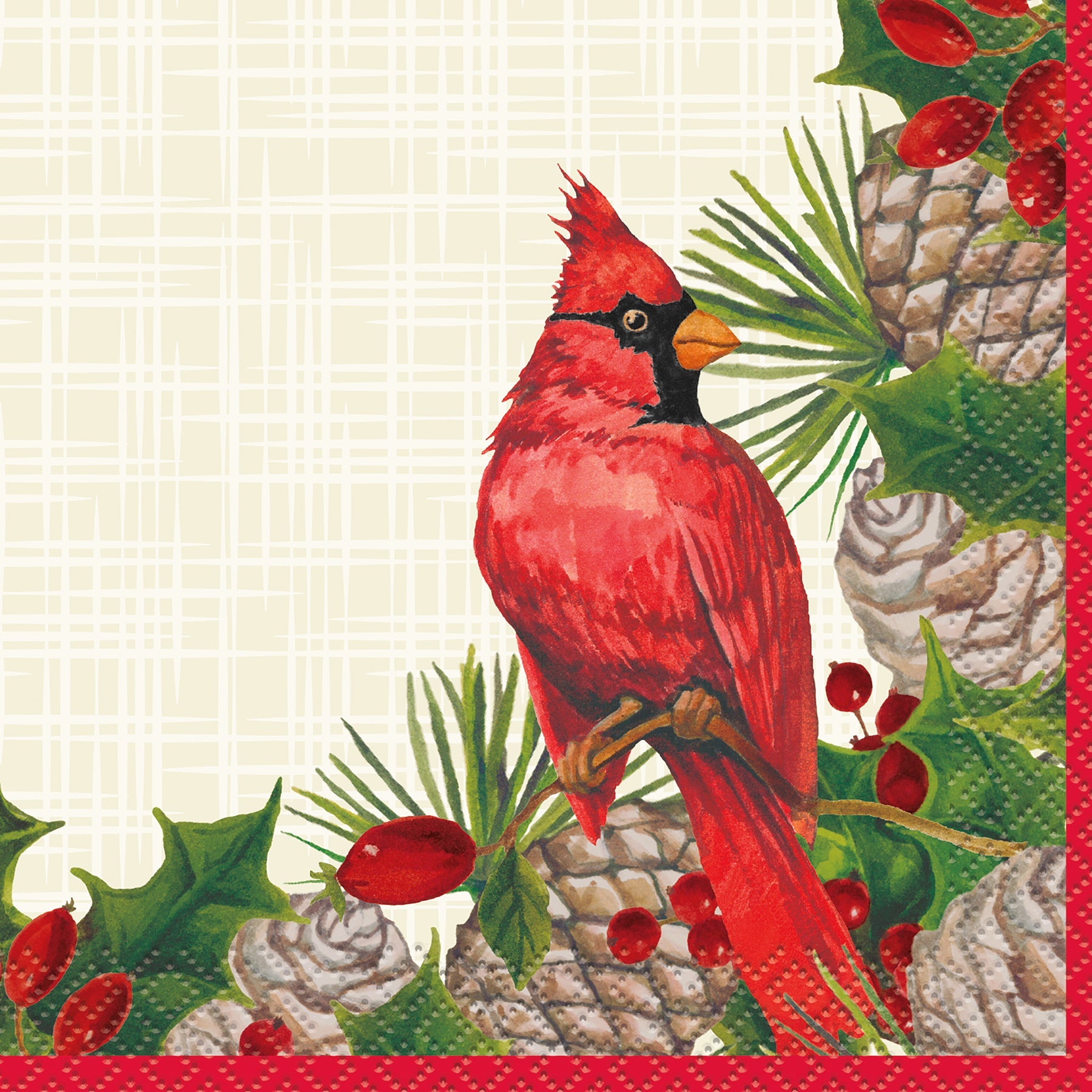 Red Cardinal Christmas 16 Beverage Napkins 9.75x9.75in