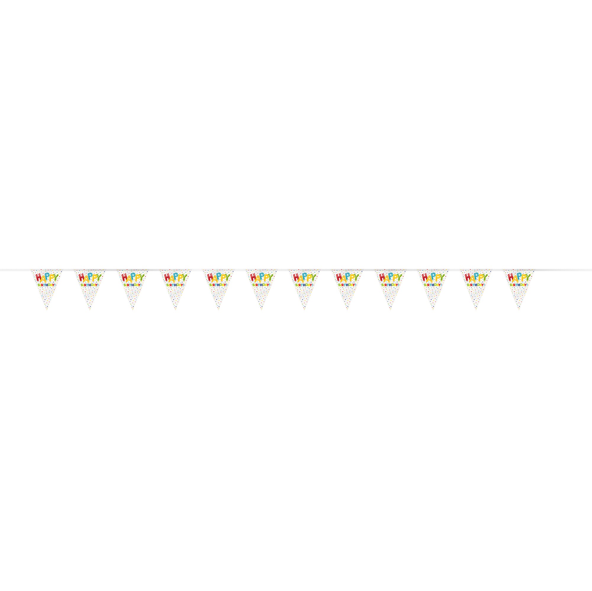 Happy Balloon Birthday Plastic Flag Banner 12ft