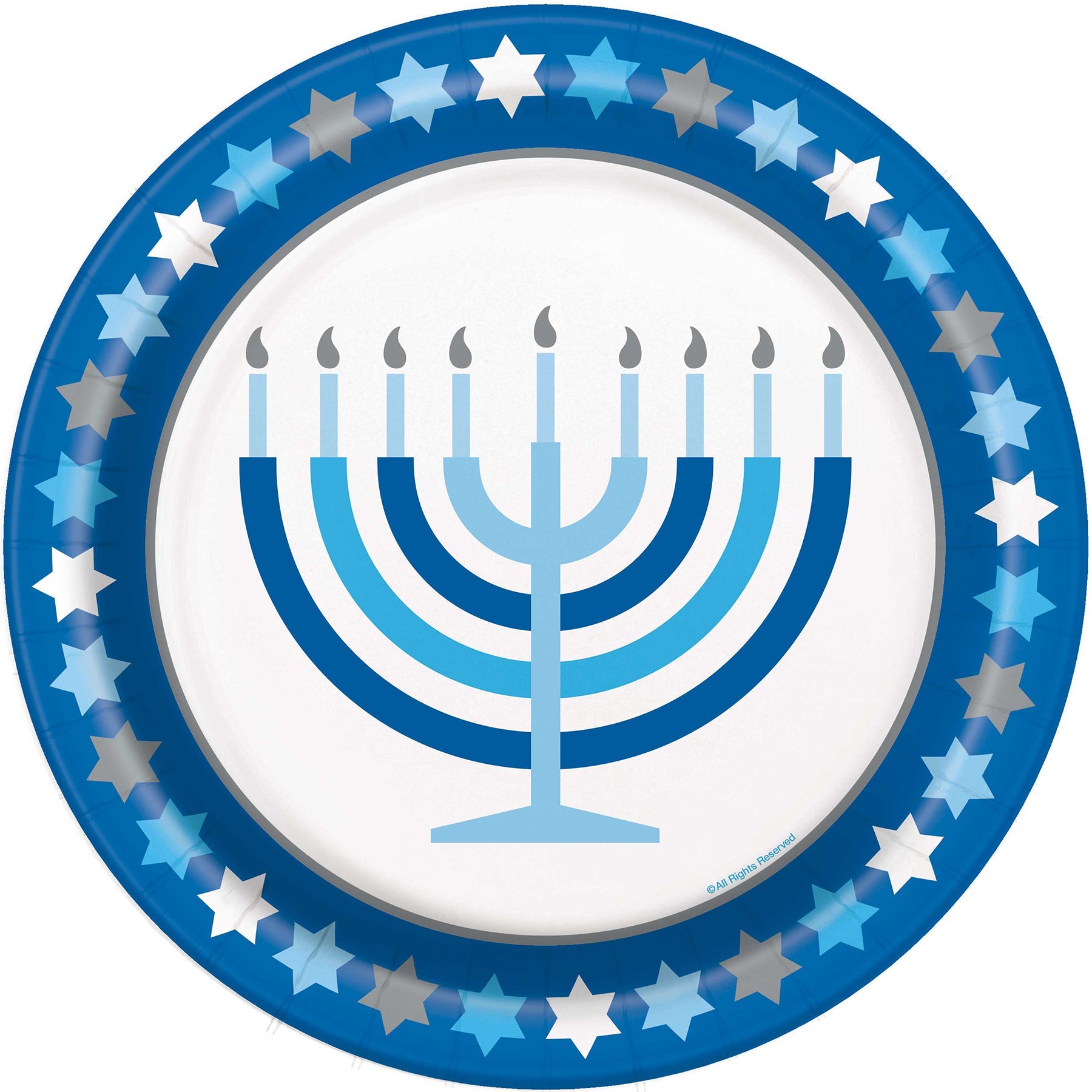 Hanukkah 8 Round Paper Plates 9in