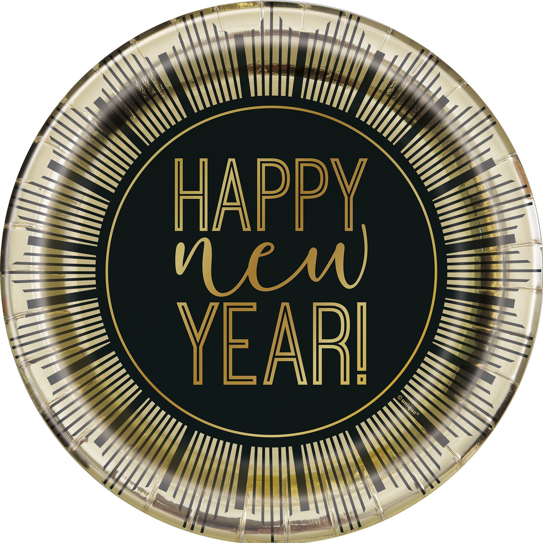 Roaring New Year 8 Round Paper Plates 7in