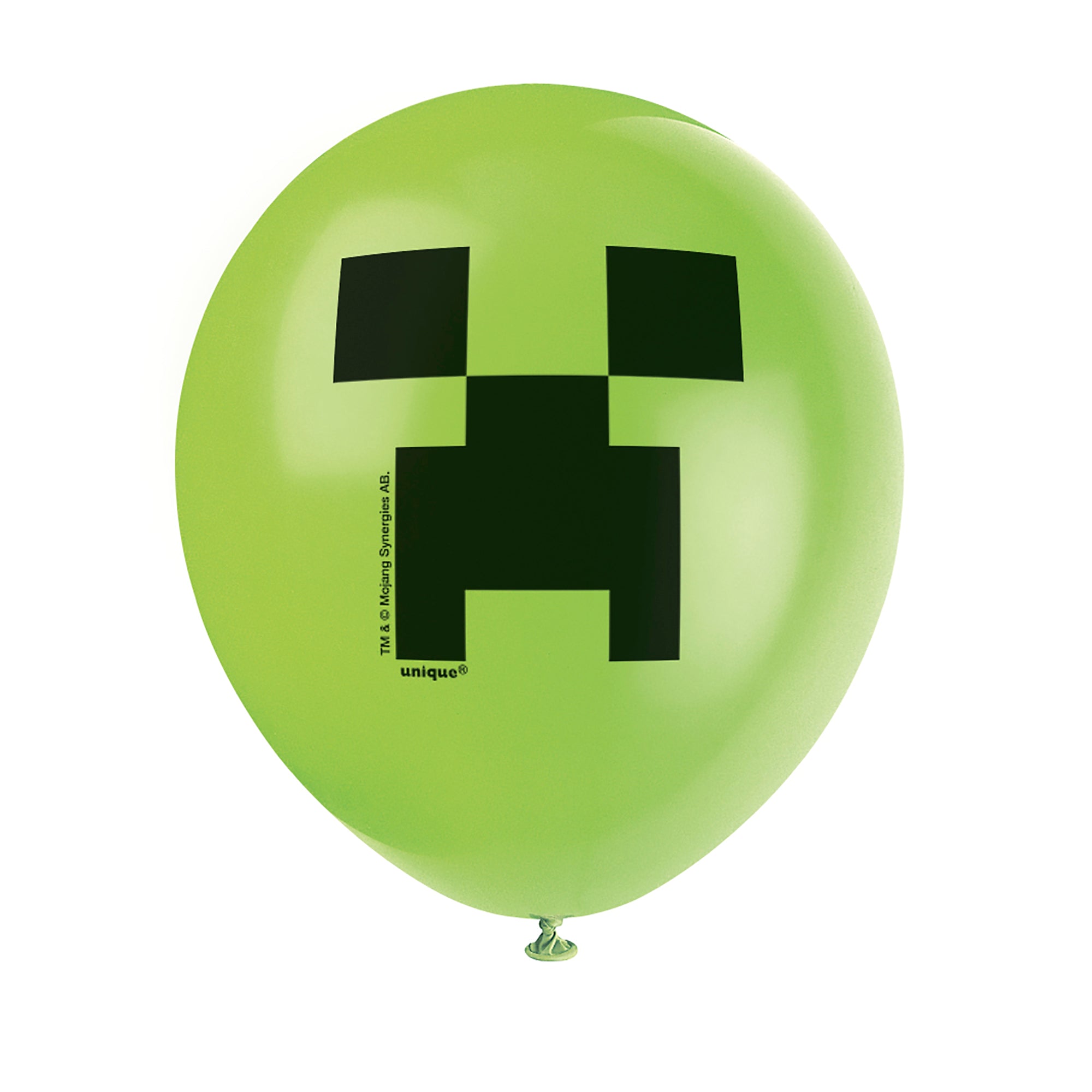 Minecraft 8 Green Printed Latex Balloons 12in