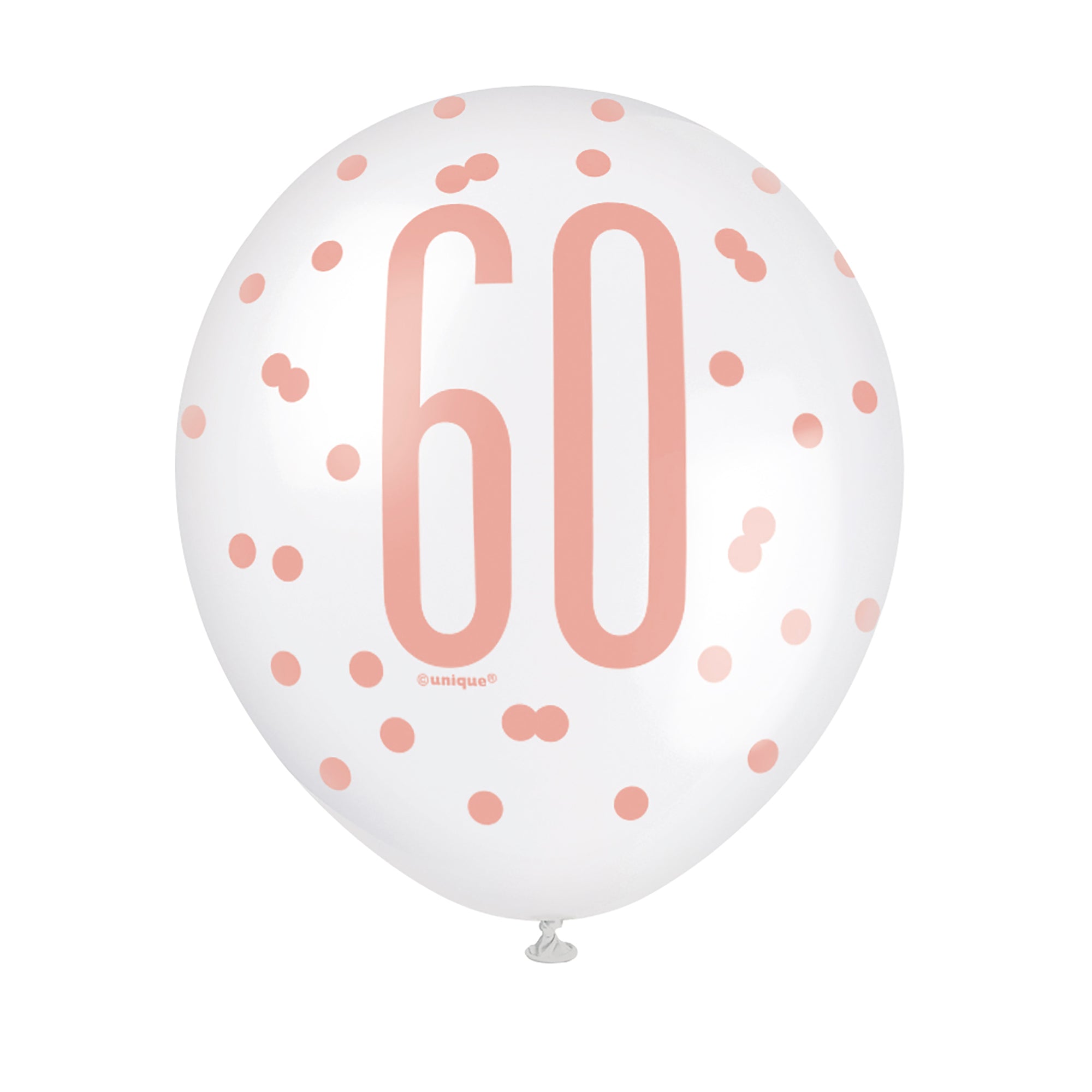 60 Ans 6 Ballons Latex 12po Imprimés Rose et Blanc 