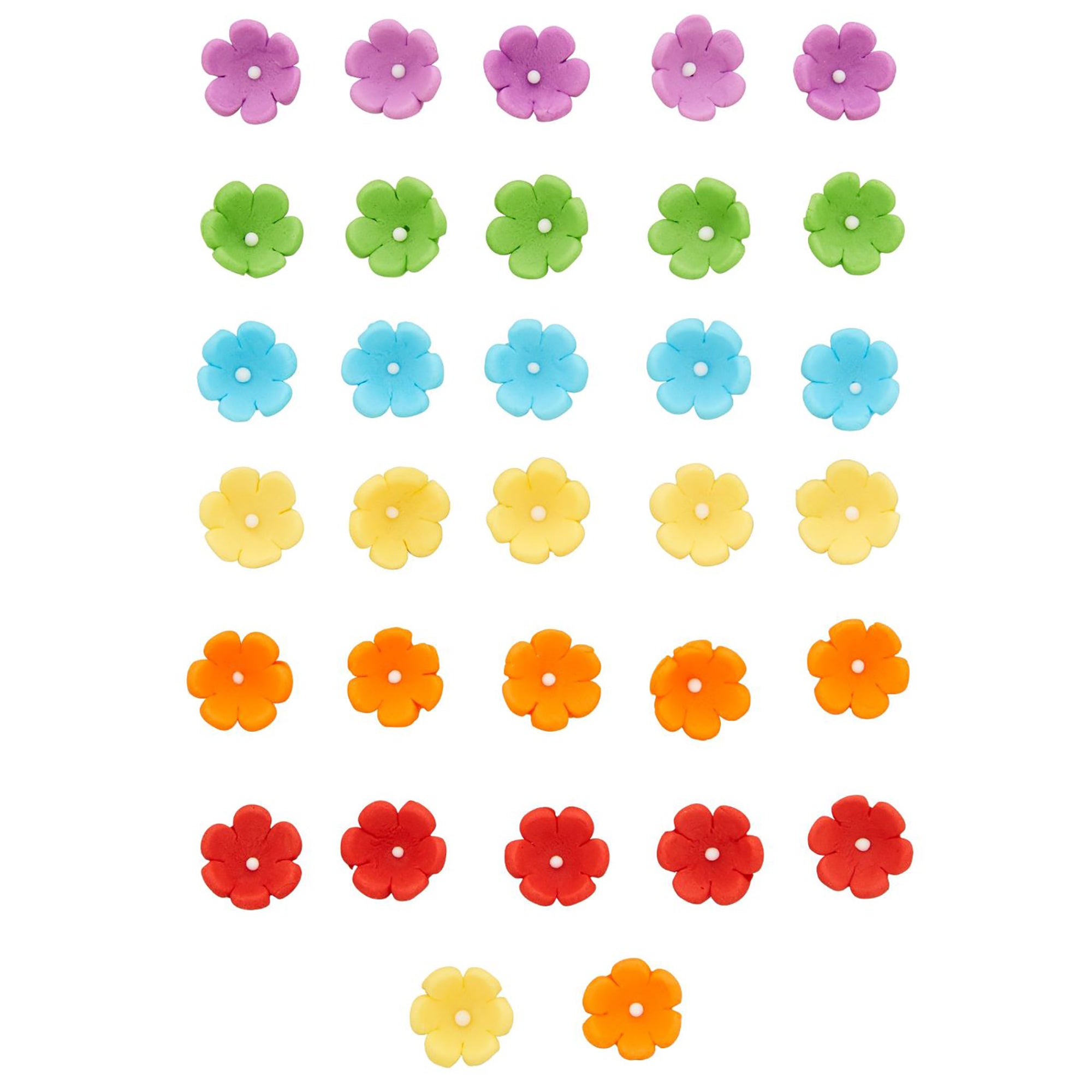 Wilton 28 Icing Decorations Mini Rainbow Daisy 0.5in each