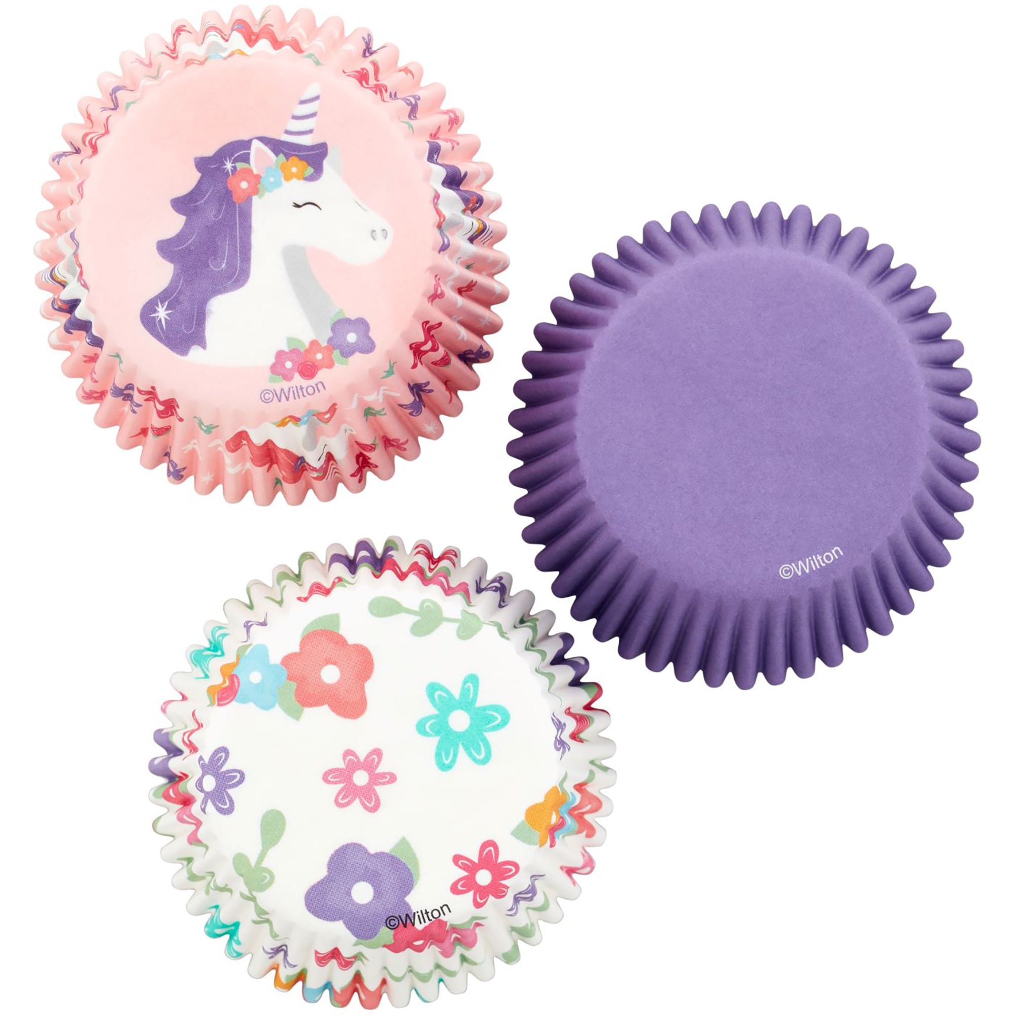 Wilton 75 Caissettes Licorne en Papier Violet (1) Imprimé (2) 2.5po