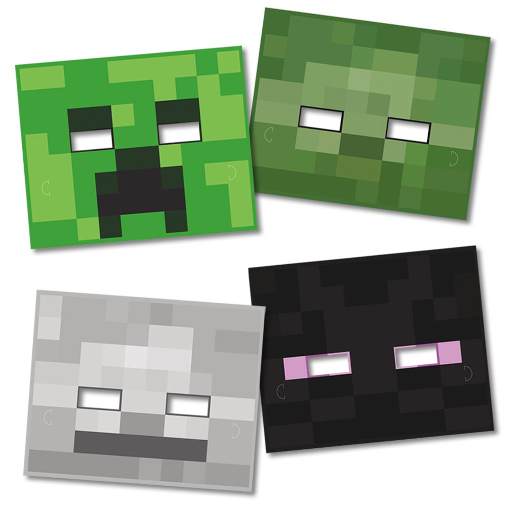 Minecraft 8 Paper Masks  4 Assorted Styles