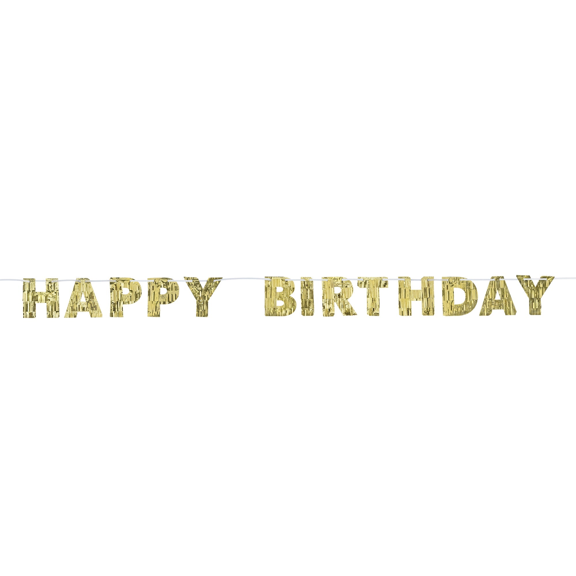 Golden Age Birthday Fringed Letter Banner  Foil  Paper & Ribbon 7.8ftx6.5in