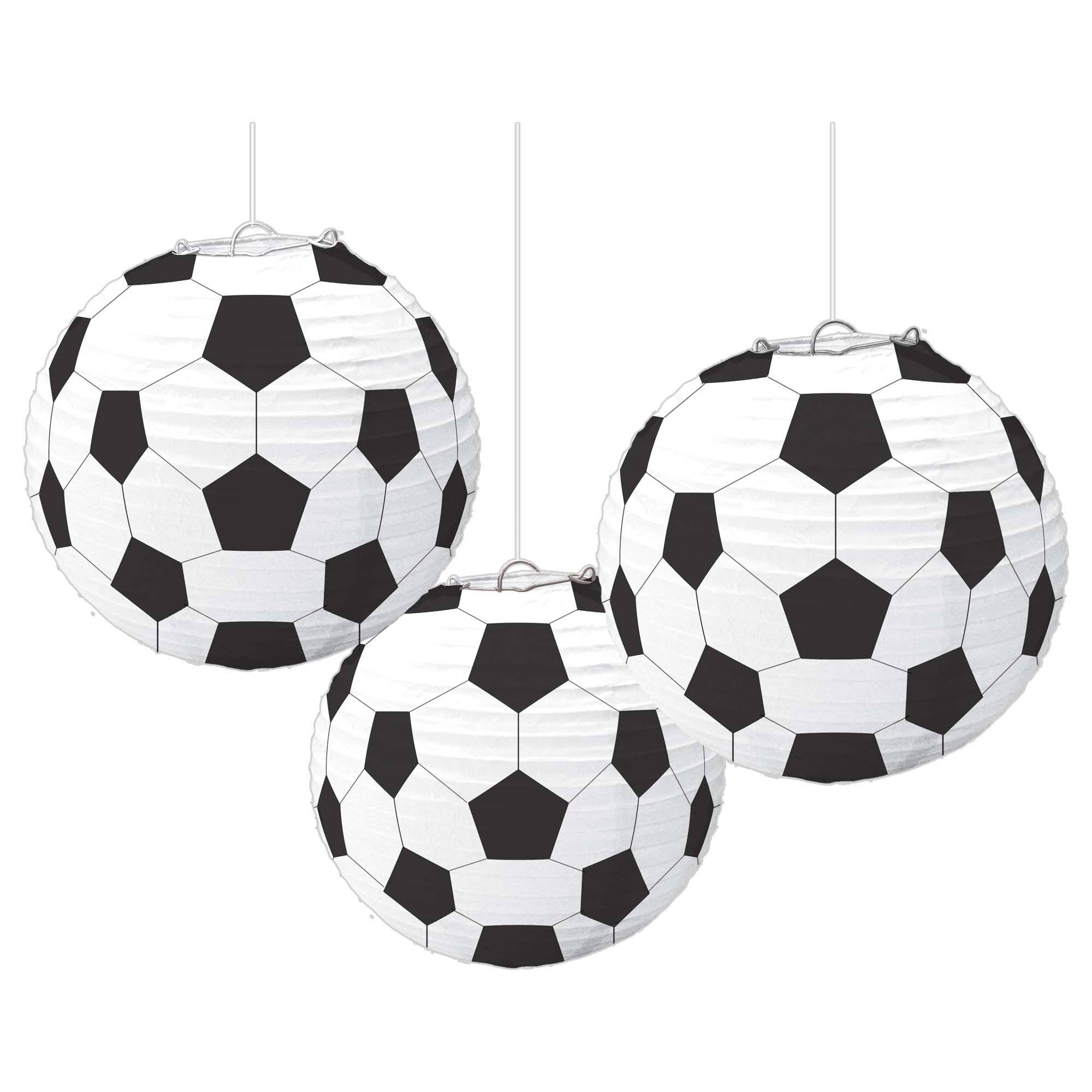 Soccer 3 Paper Lanterns with Wire Frames  9.5in