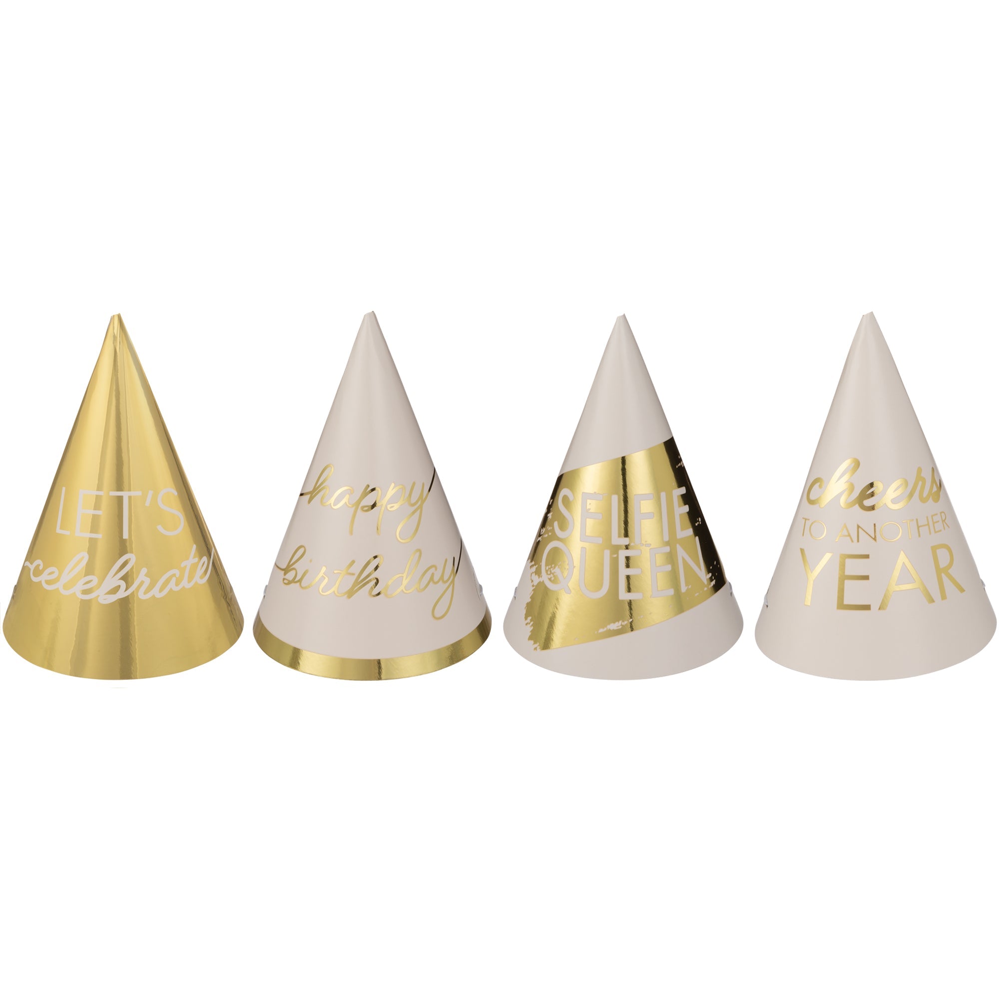 Golden Age Birthday 12 Mini Cone Hats  Foil   4in