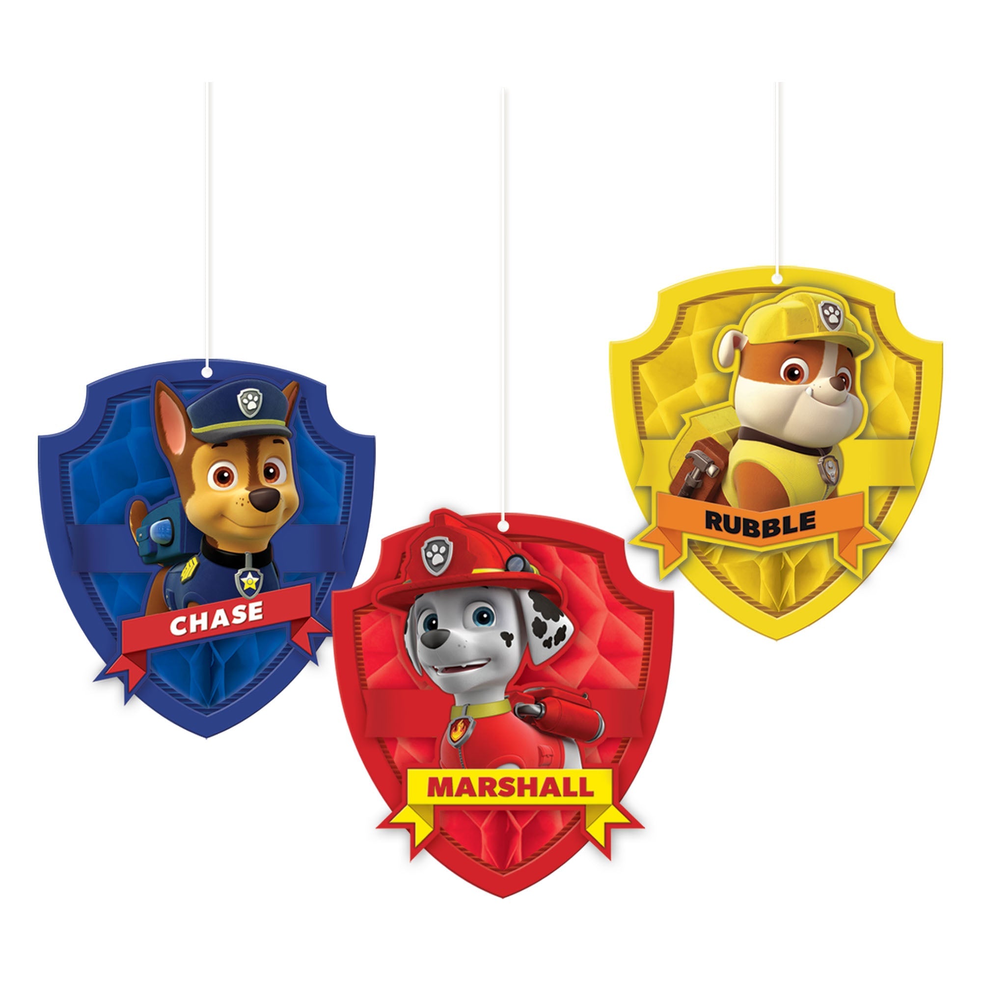 Paw Patrol  Adventures 3 Honeycomb Decorations to hang  Tissue w/Paper Cutouts  6.7in 