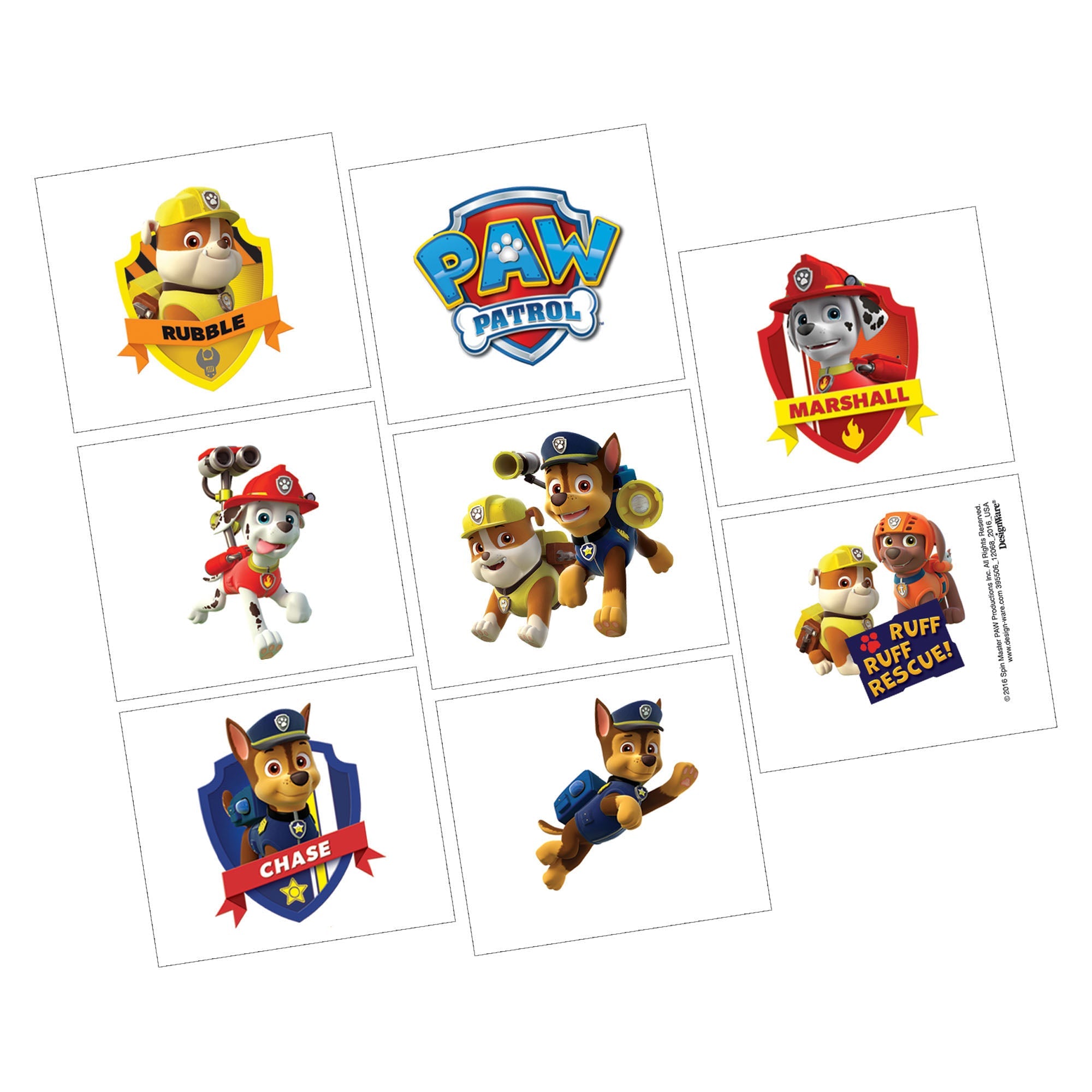 Paw Patrol  Adventures 8 Tattoos Favors  2x1.75in