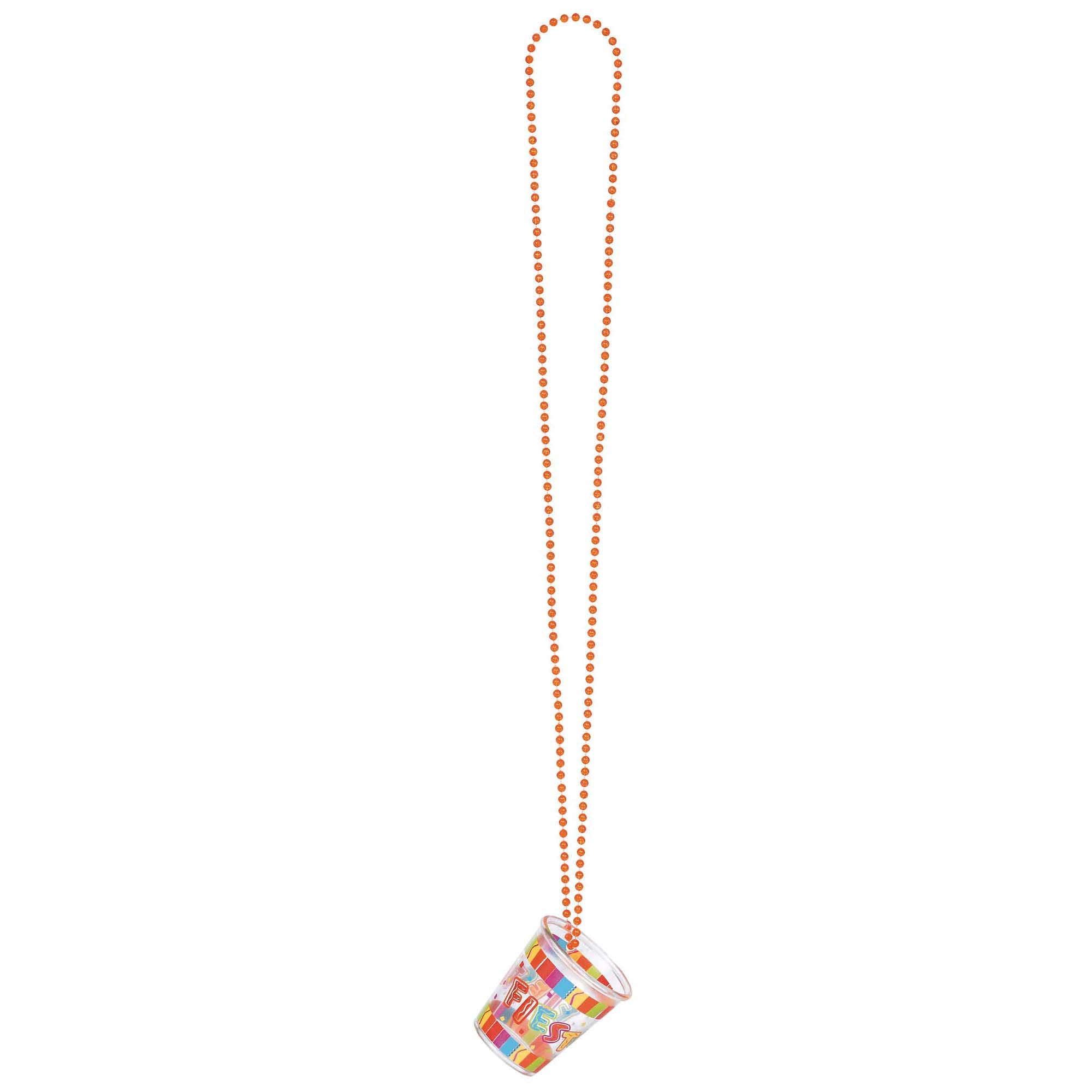 Fiesta Bead Chain Necklace w/Plastic Shot Glass  20in