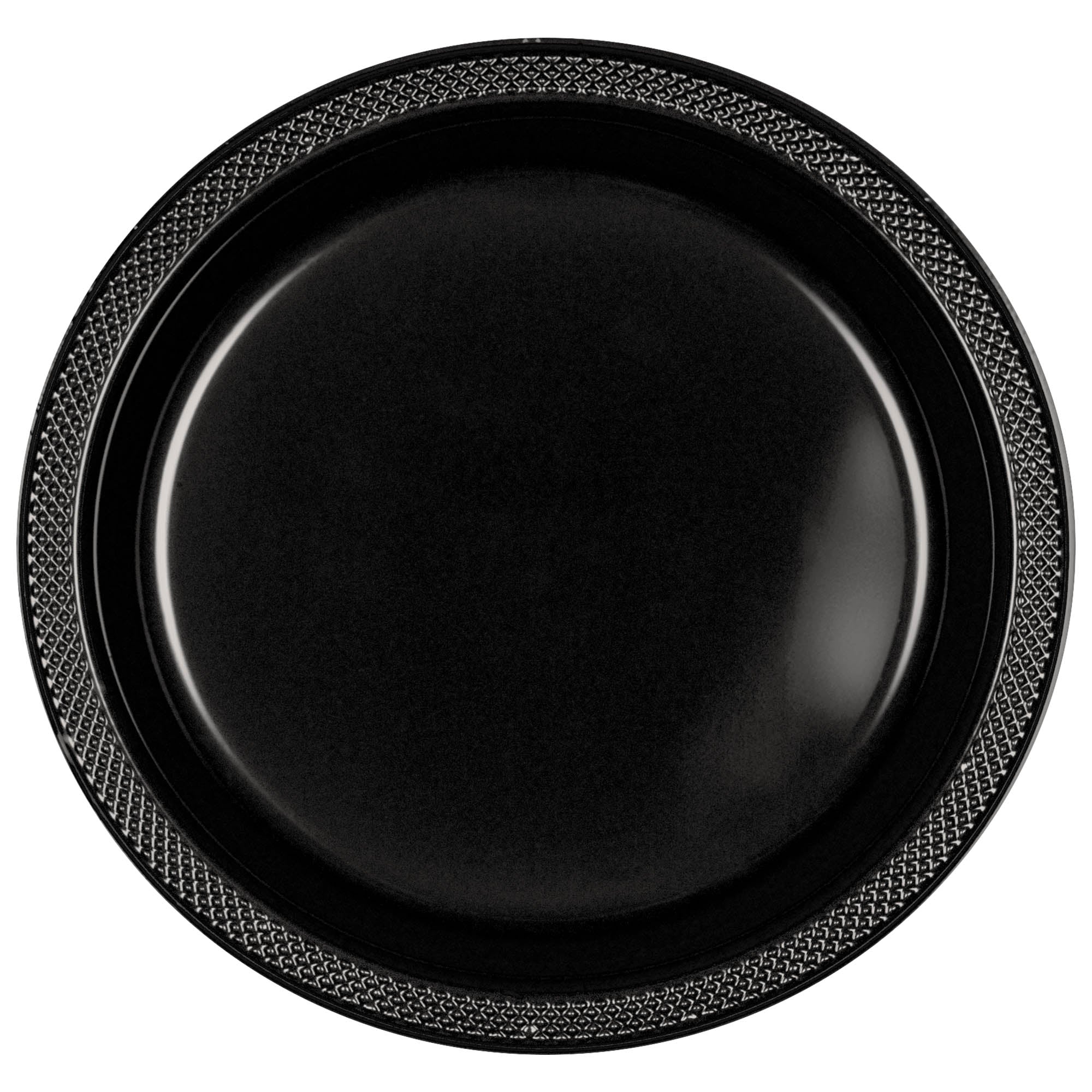 Round Plastic Plates  Jet Black  20 pcs  9in