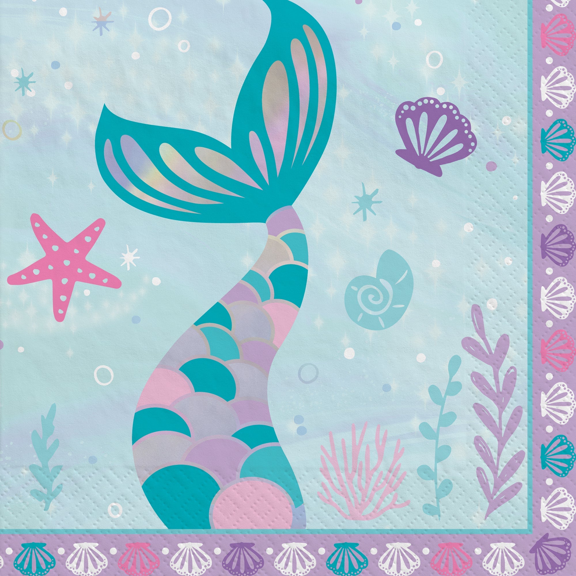 Shimmering Mermaids 16 Luncheon Napkins  12.875x12.875 in