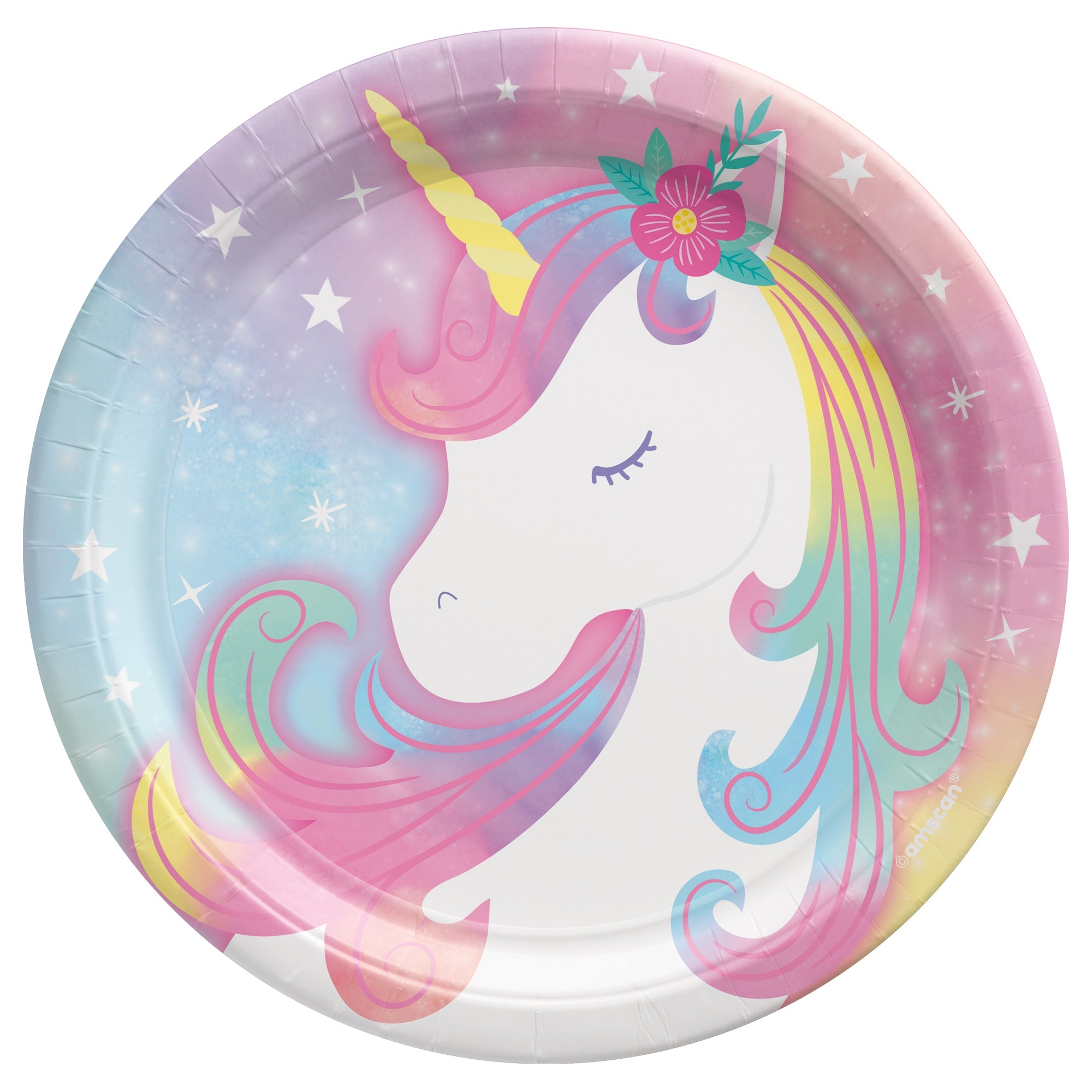 Enchanted Unicorn 8 Round Paper Plates  7in