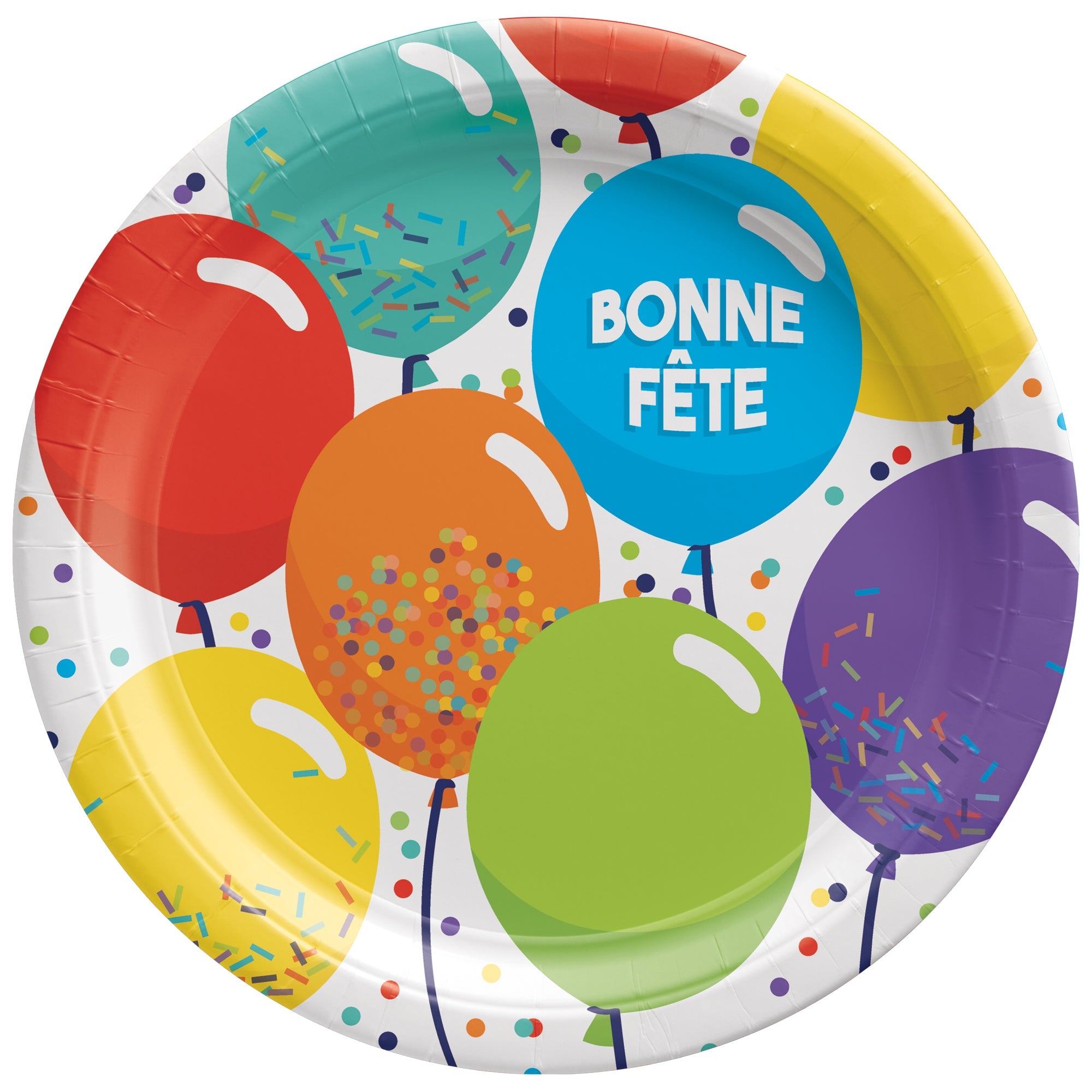 Bonne F�te 8 Round Paper Plates  7in