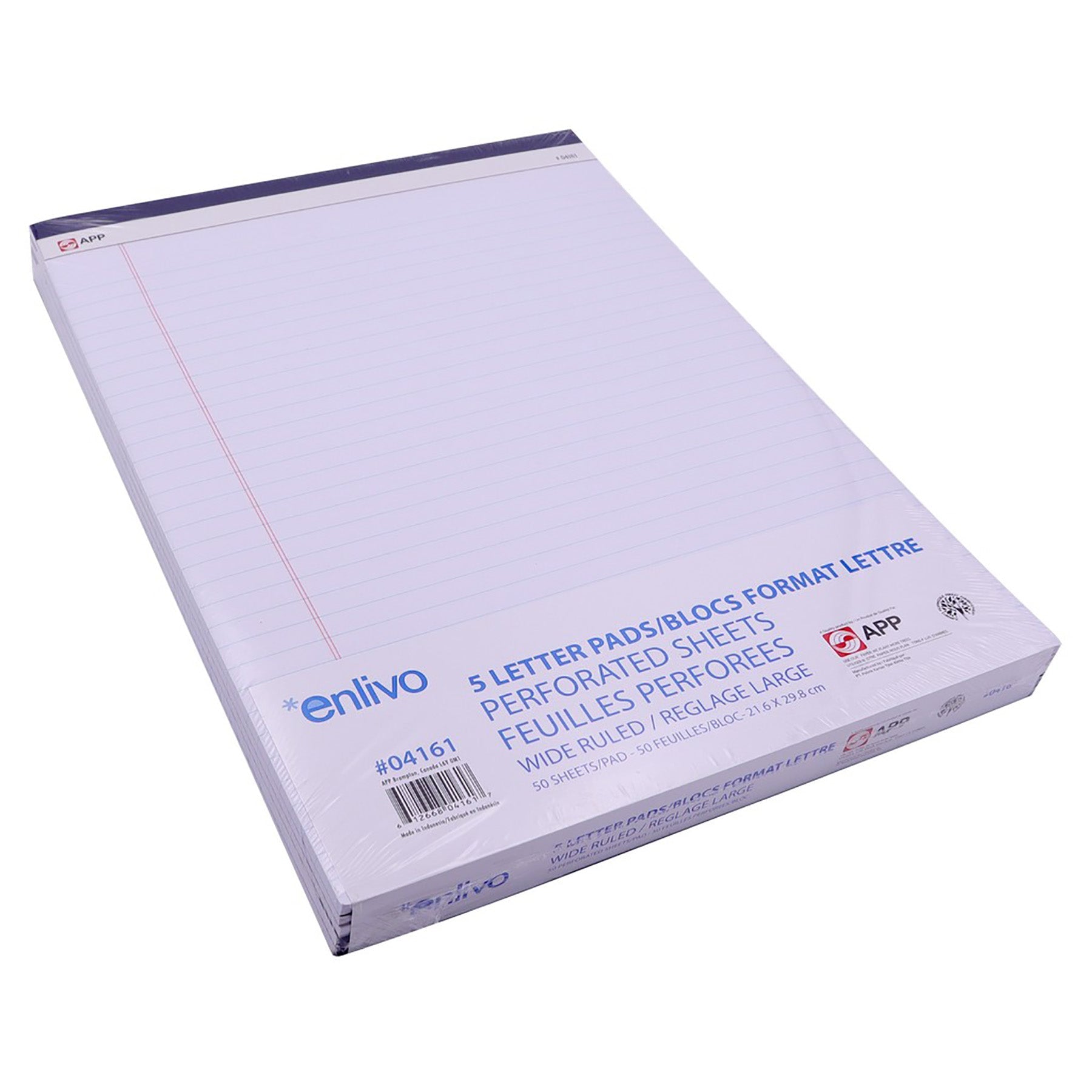 APP 5 Perforated Writing Pads 50 Lined Sheets/Pad 8.5x11in