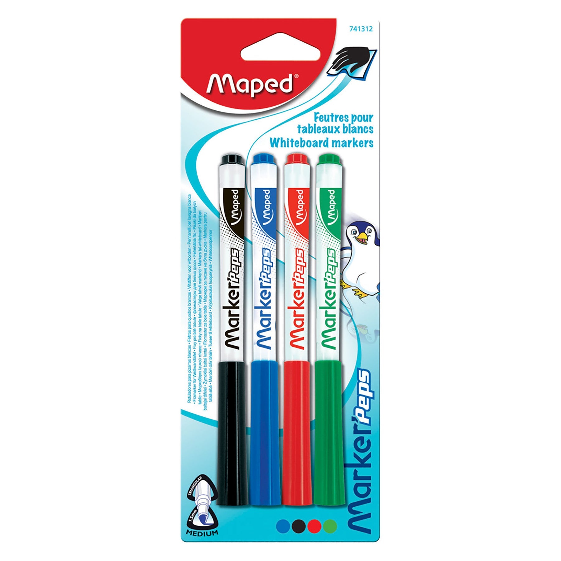 Maped 4 Dry Erase Markers Medium Bullet Tip