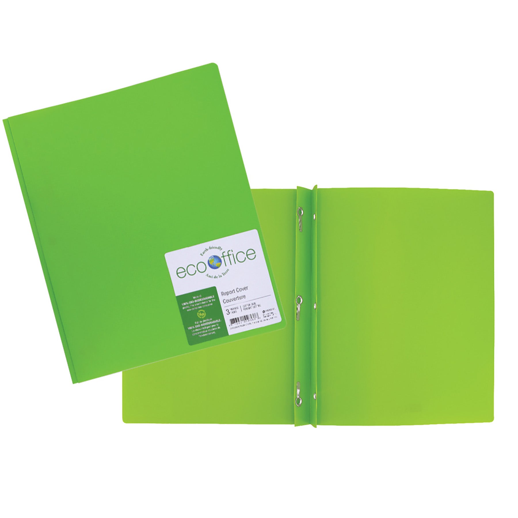 EcoOffice 3-Prong Report Cover Green Plastic 11.5x9.25in