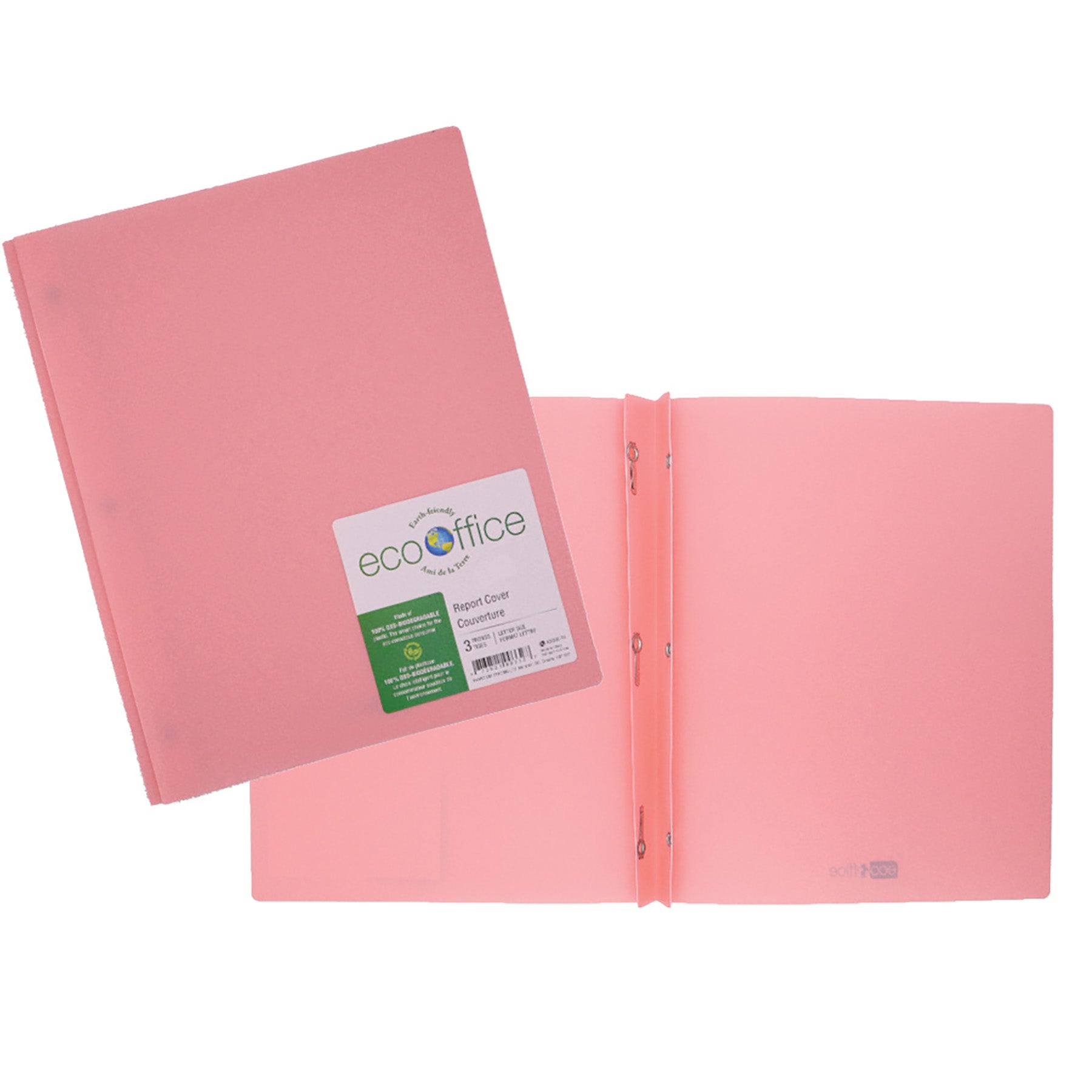 EcoOffice 3-Prong Report Cover Pink Plastic 11.5x9.25in