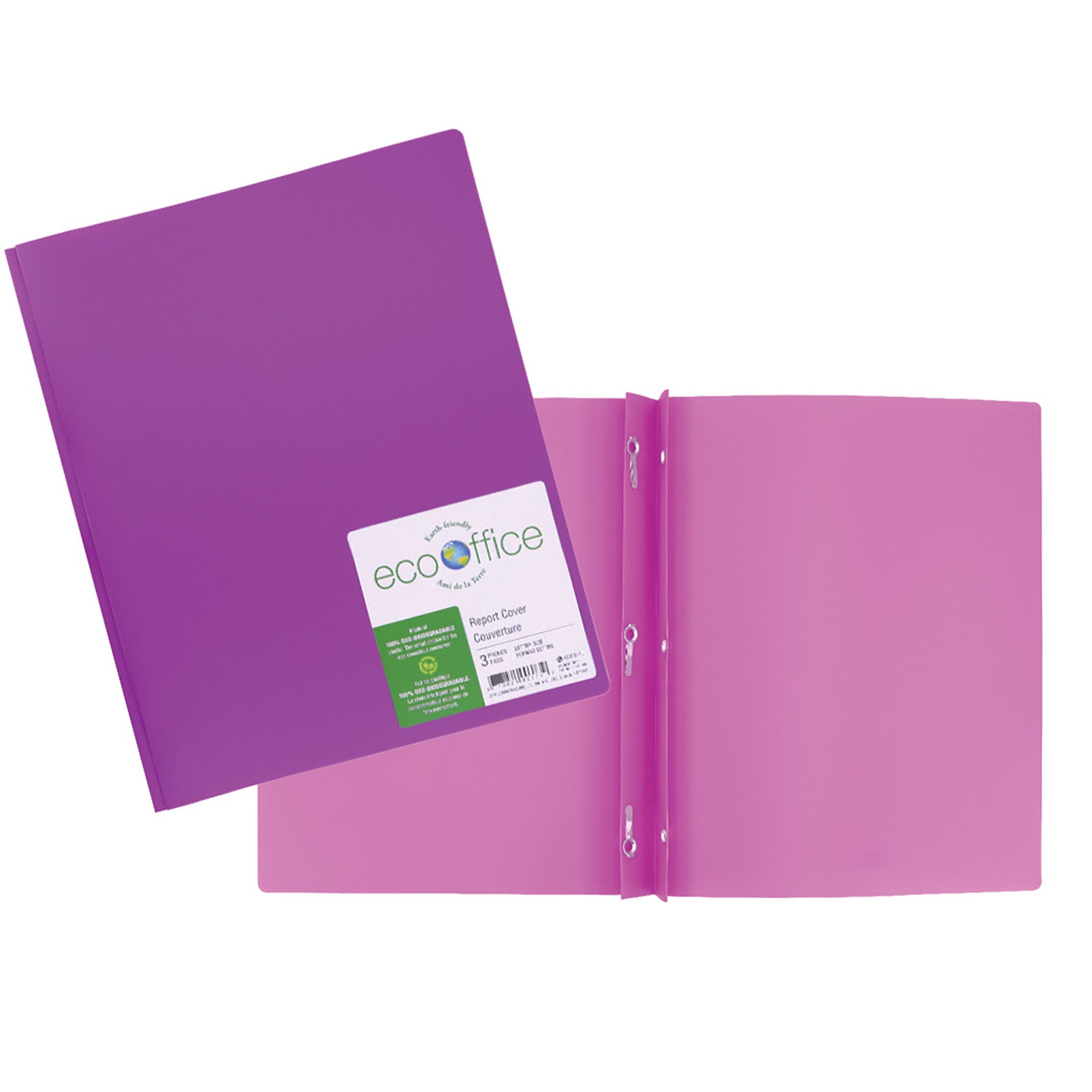 EcoOffice 3-Prong Report Cover Purple Plastic 11.5x9.25in