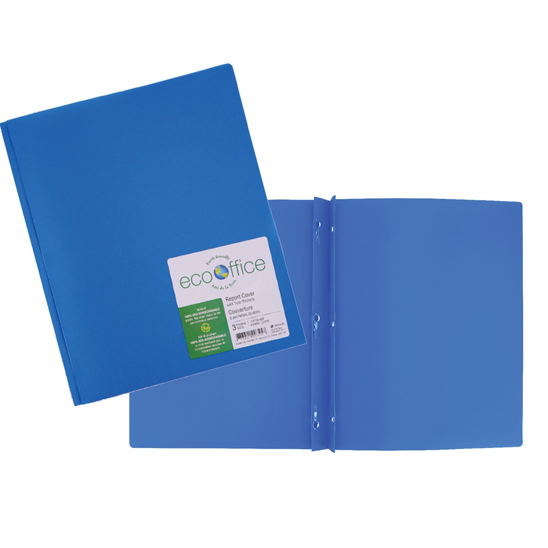 EcoOffice 3-Prong Report Cover Dark Blue Plastic 11.5x9.25in