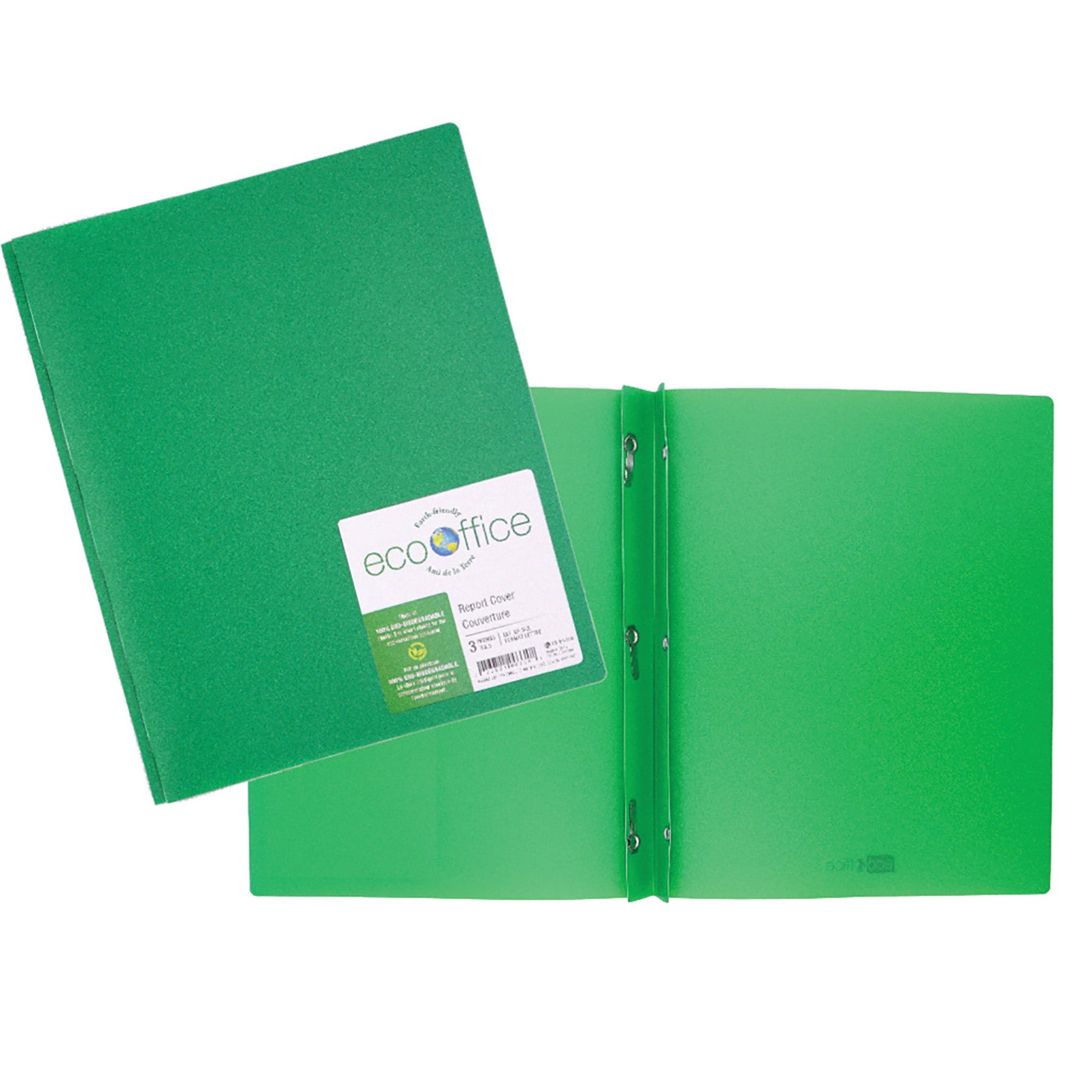 EcoOffice 3-Prong Report Cover Dark Green Plastic 11.5x9.25in