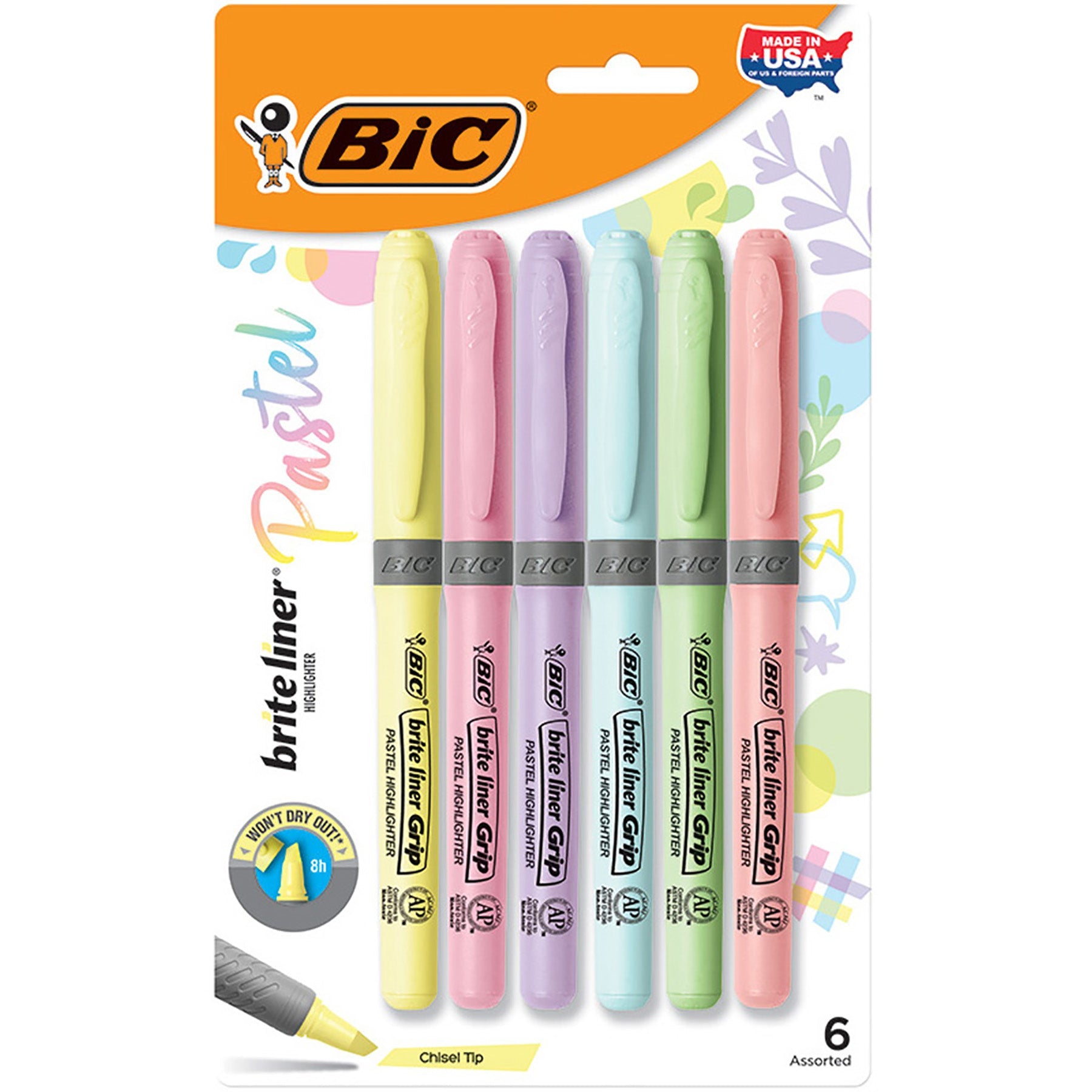 Bic Intensity 6 Highlighters Chisel Tip Pastel Assorted