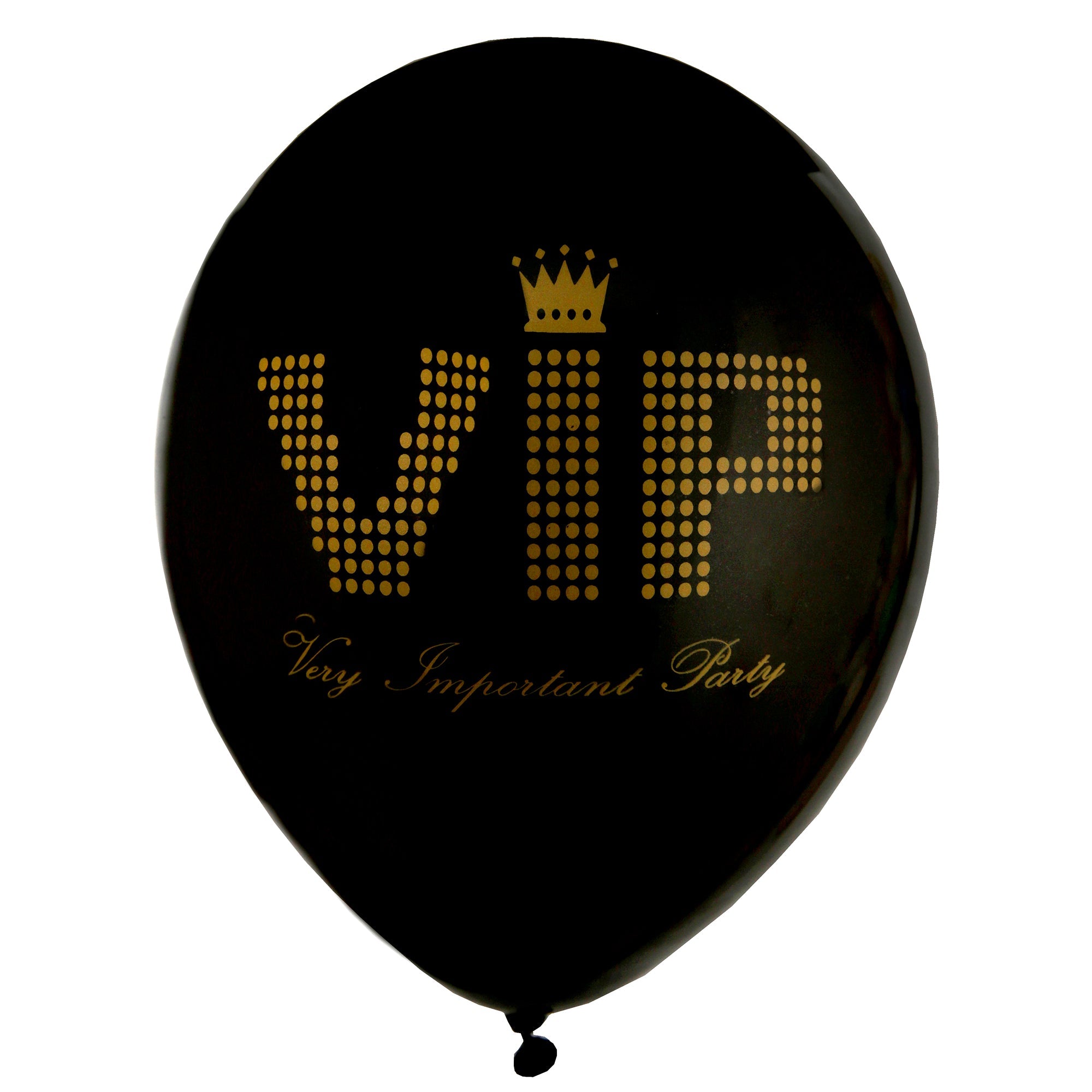 Vip 8 Printed Black Latex Balloons 9in