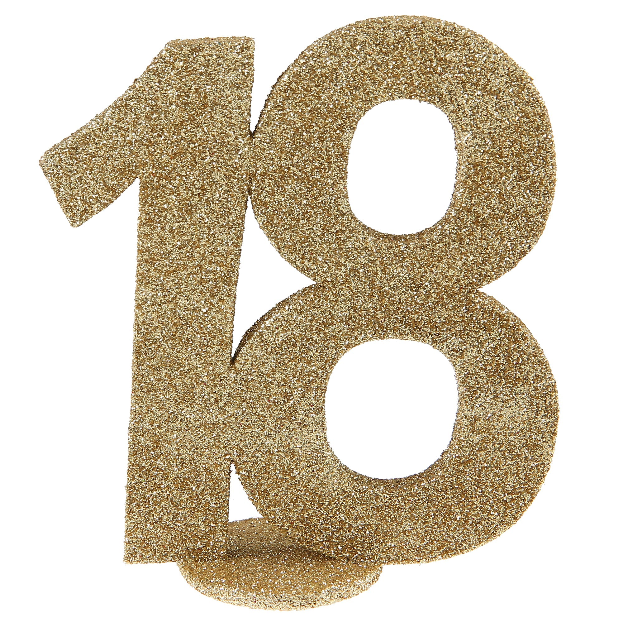 Age 18 Numeral Birthday Decoration Gold Glitter 4.3x4in