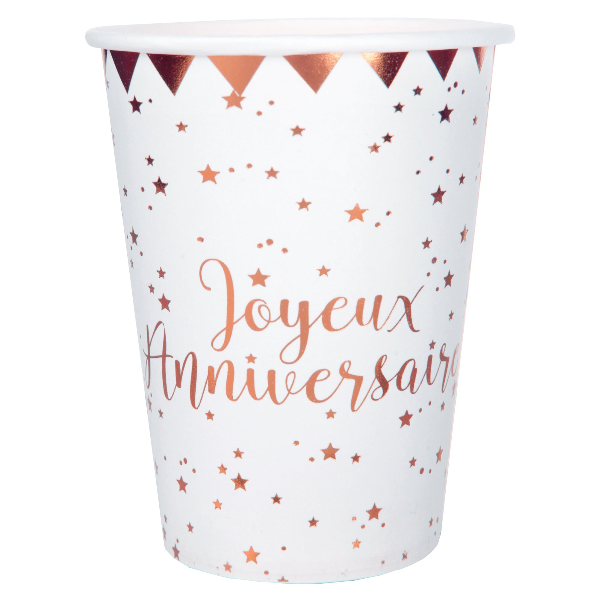 Joyeux Anniversaire 10 Paper Cups Pink 9oz