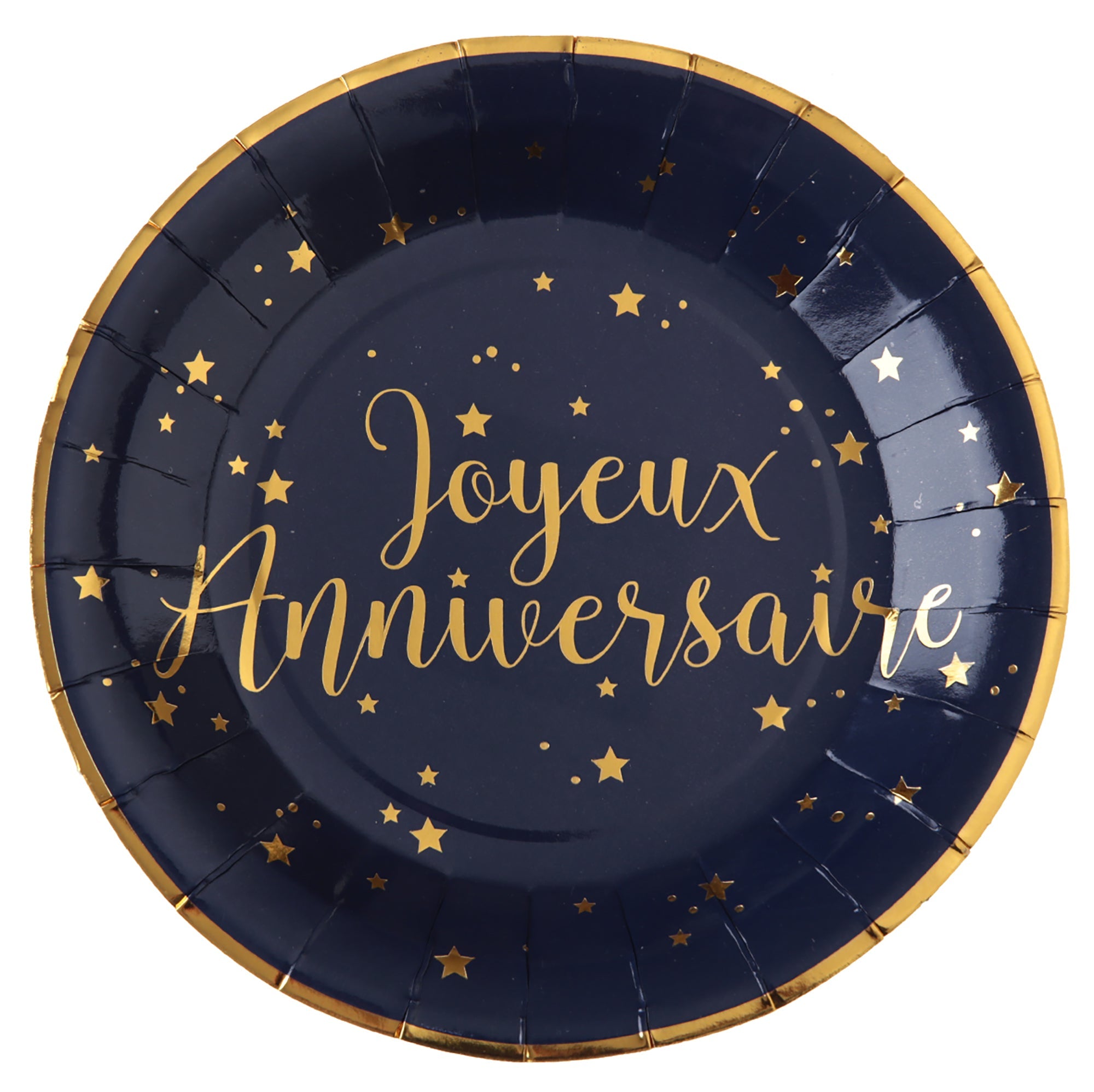 Joyeux Anniversaire 10 Round Paper Plates Blue 9in