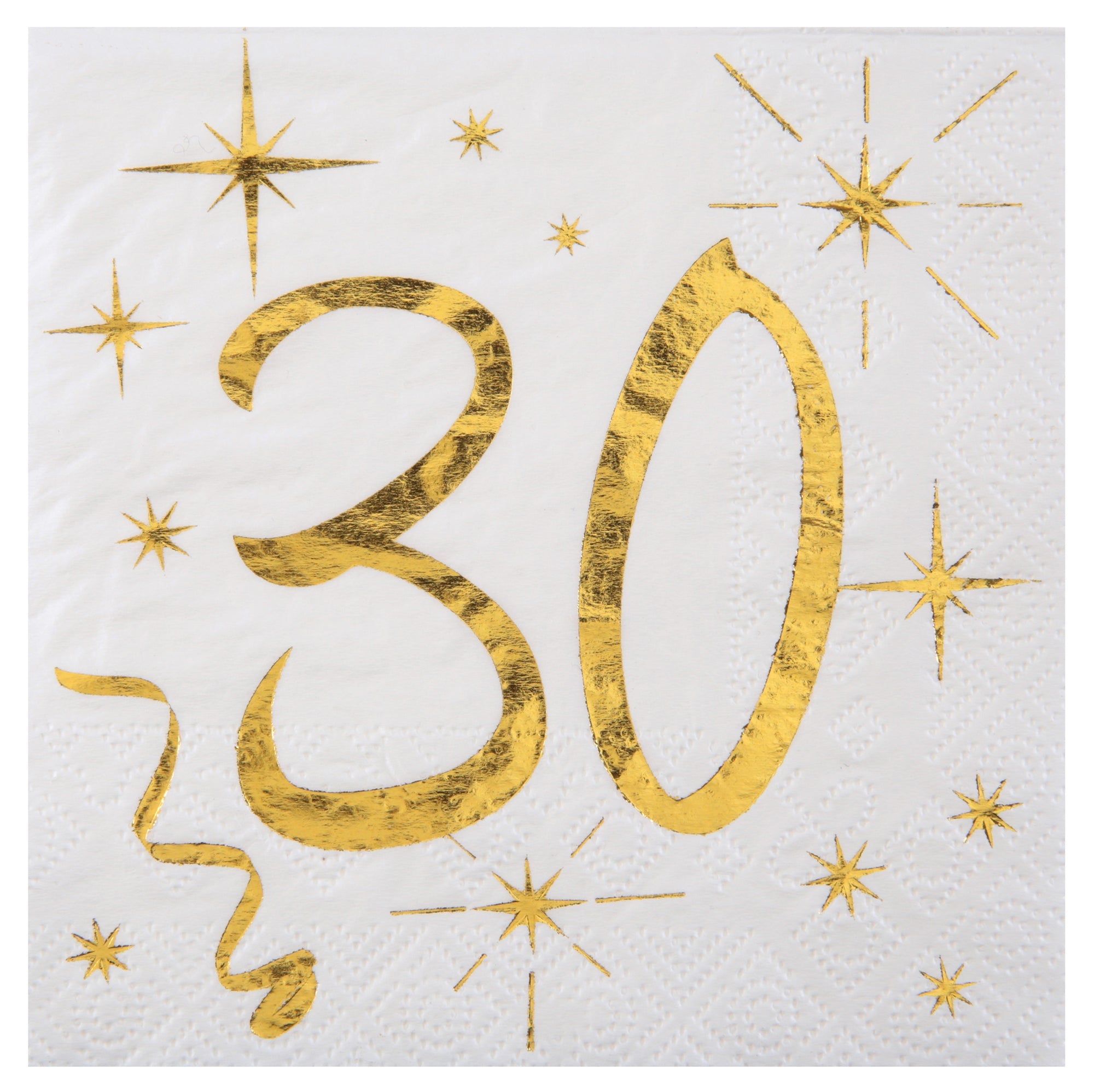 Age 30 20 Beverage Napkins Gold  10x10in