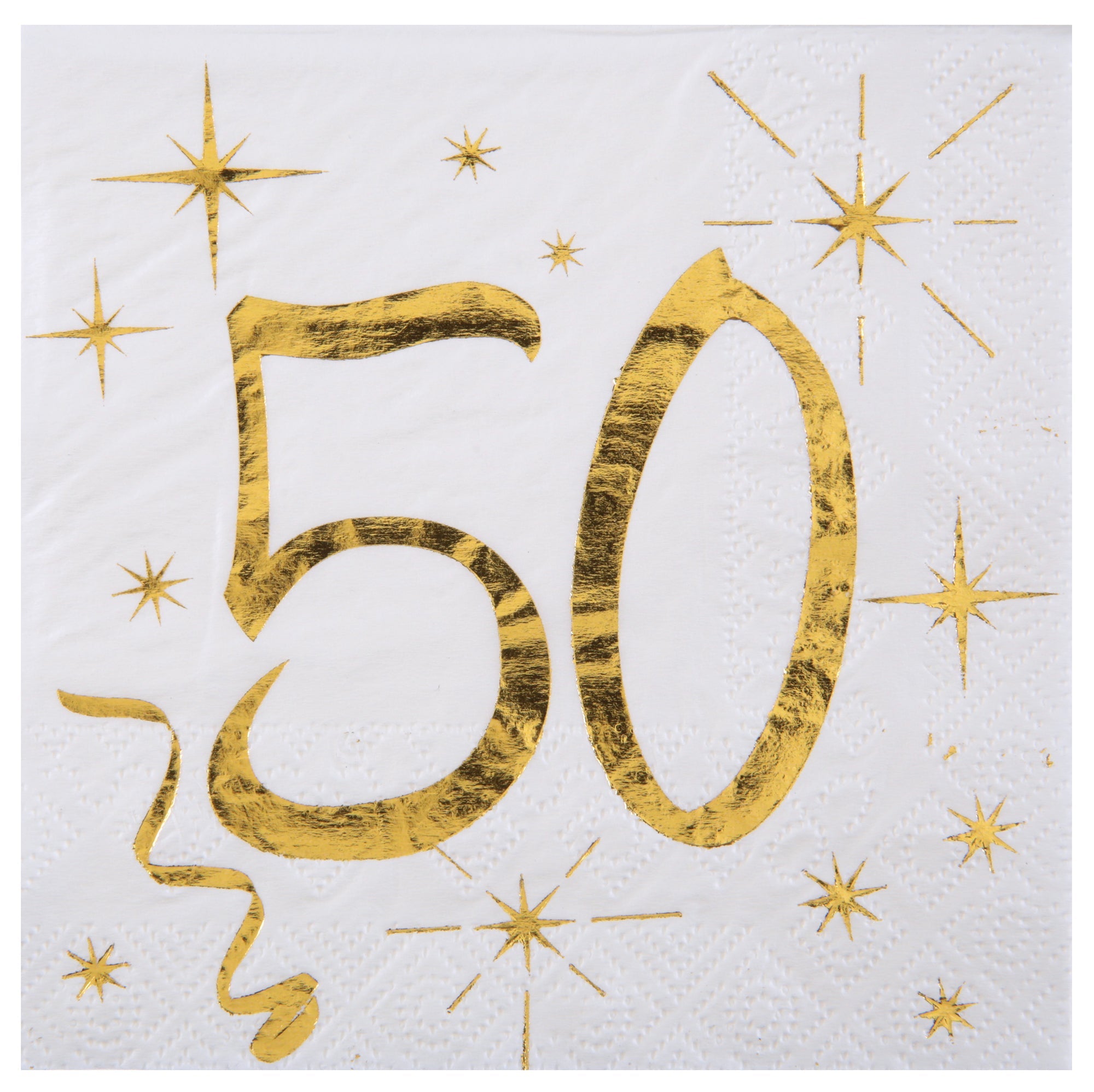 Age 50 20 Beverage Napkins Gold  10x10in