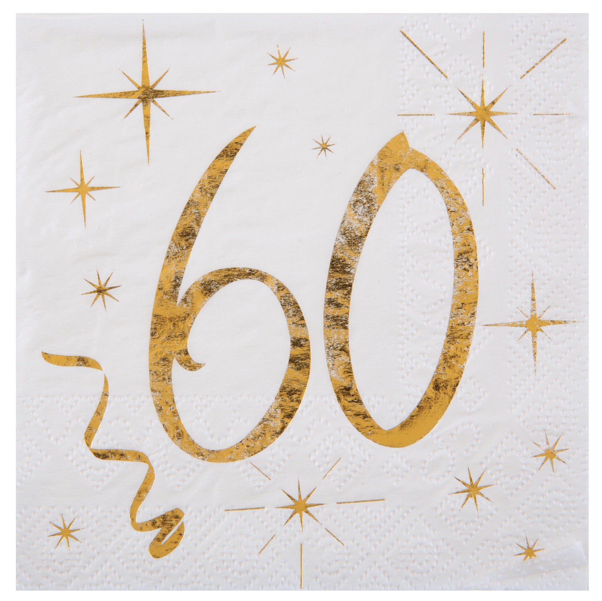 Age 60 20 Beverage Napkins Gold  10x10in