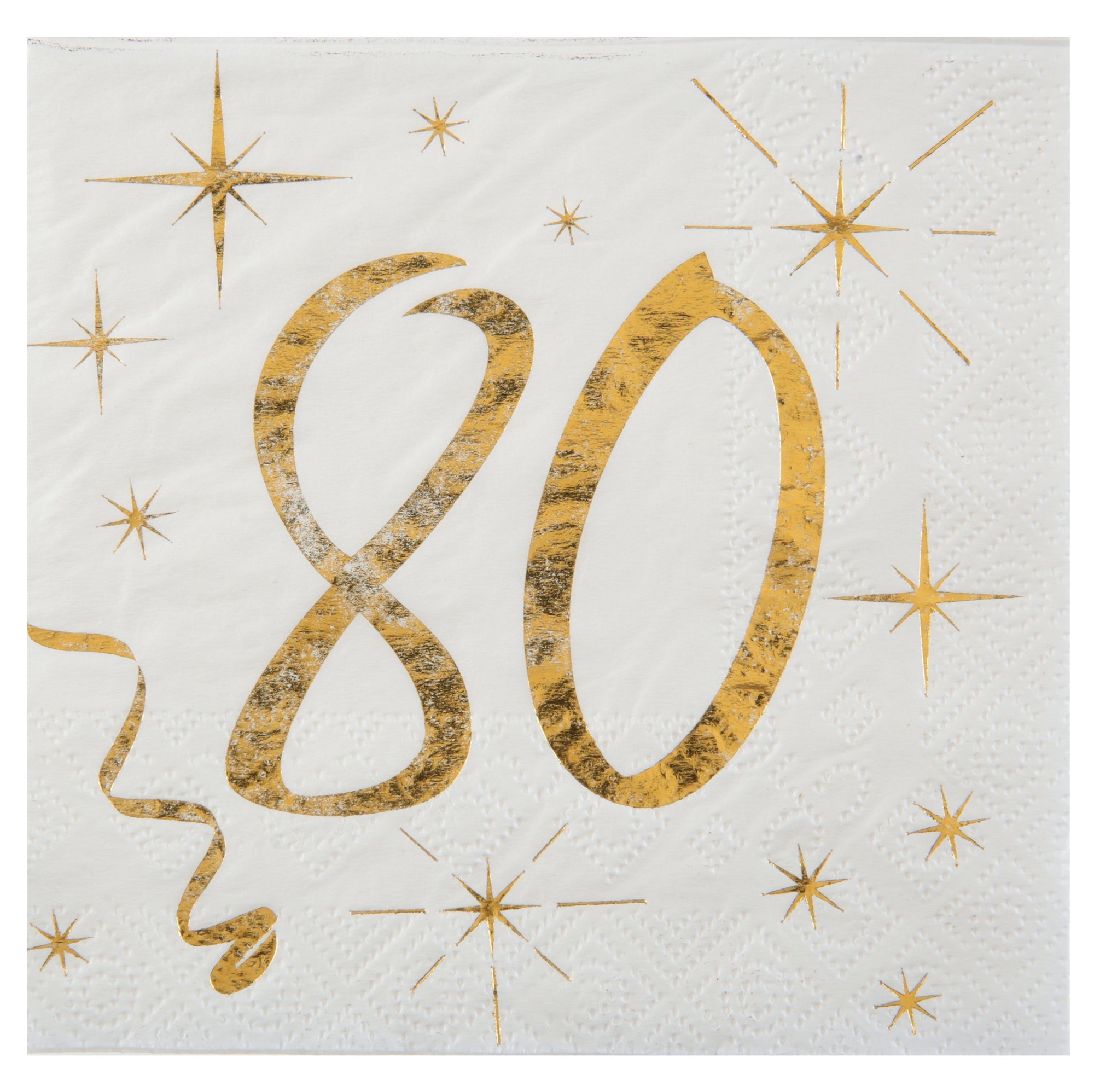 Age 80 20 Beverage Napkins Gold  10x10in