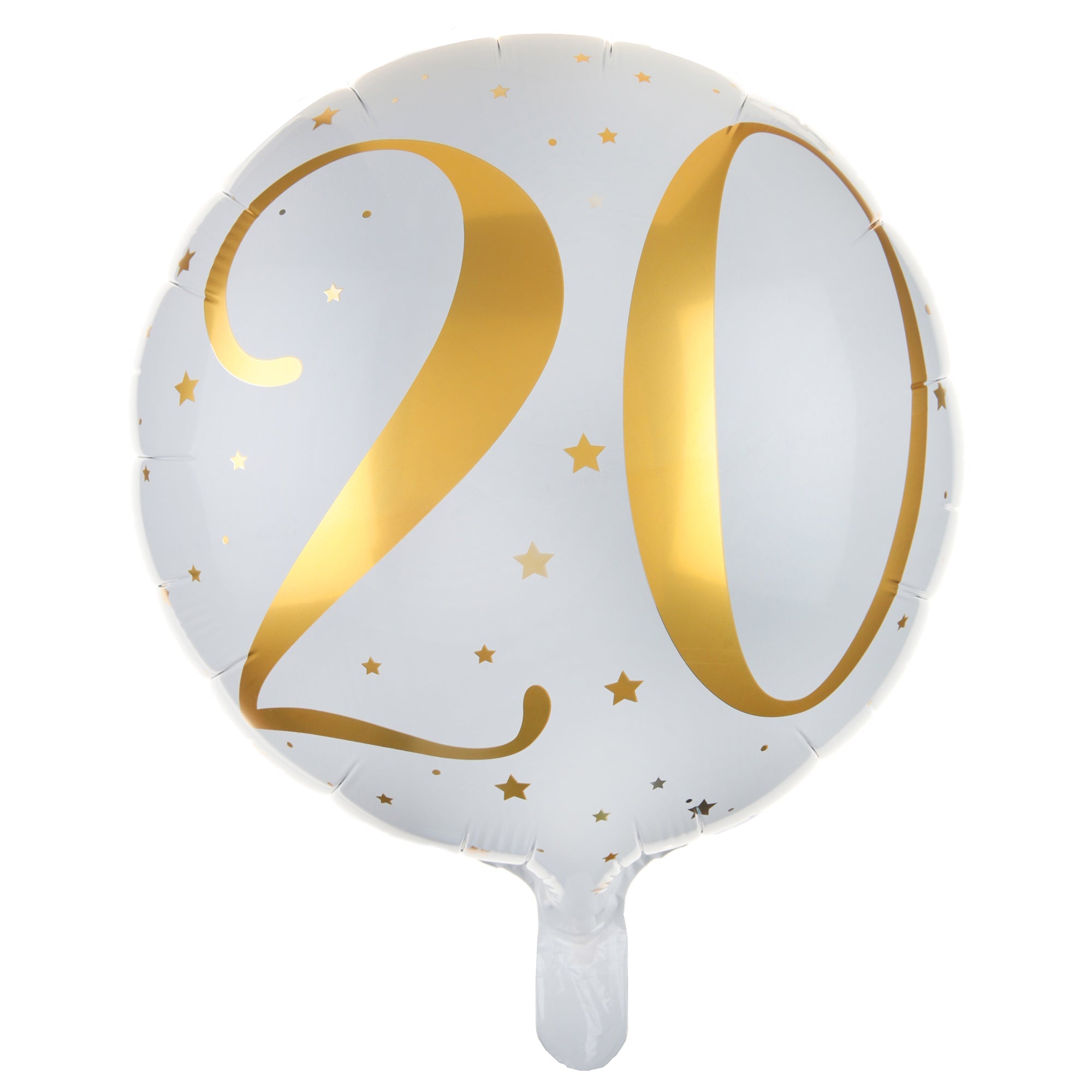 Age 20 Foil Balloon White and Gold 18in