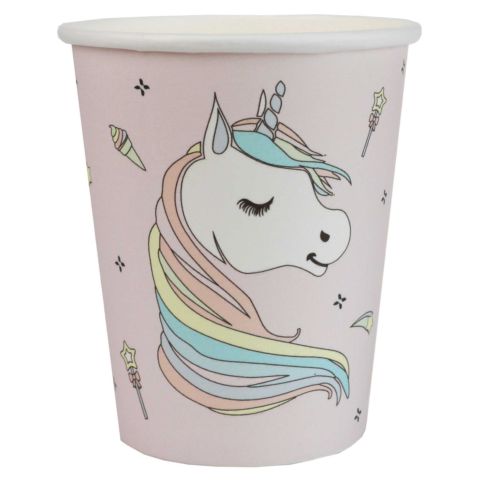 Unicorn 10 Paper Cups Pink 9oz