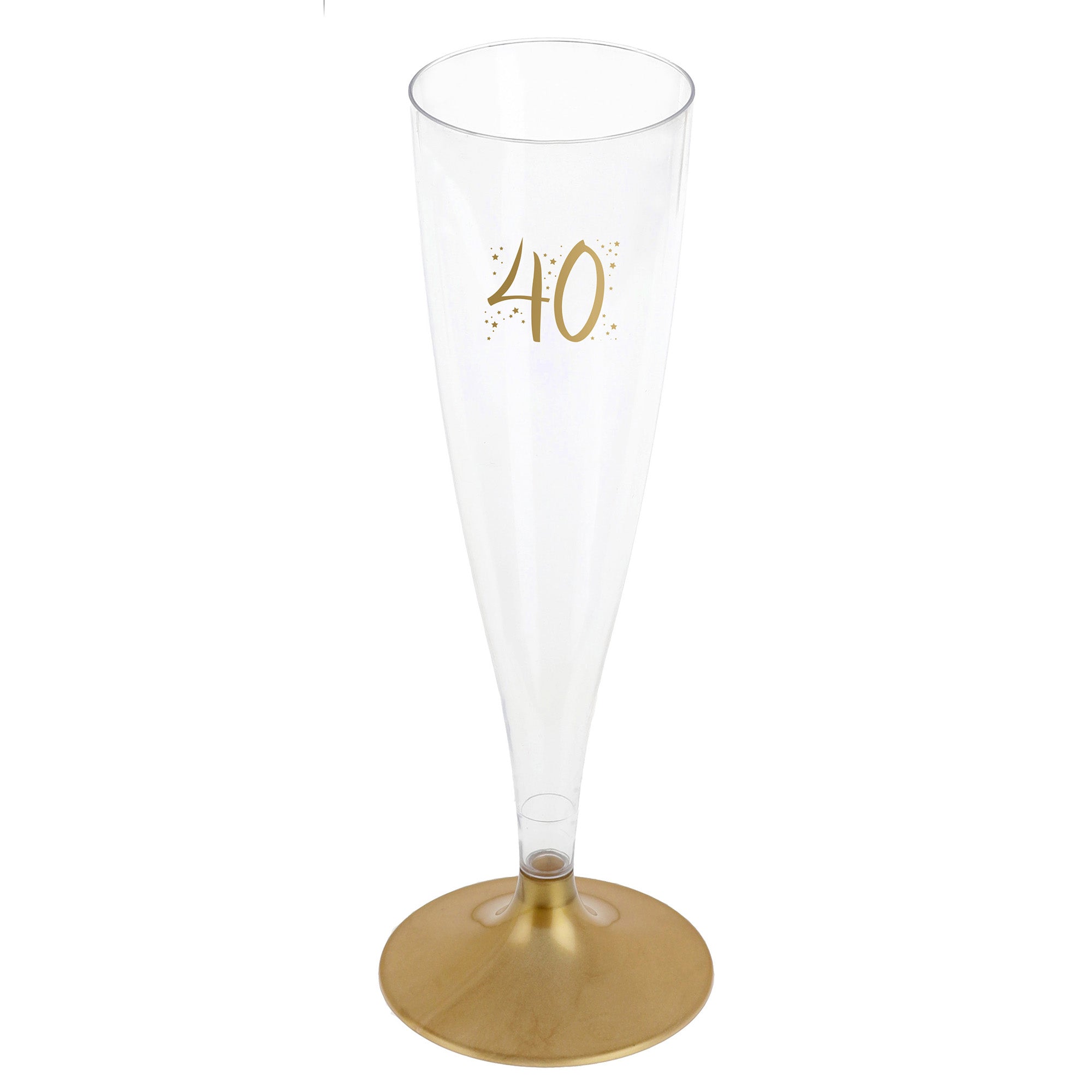 Age 40 6 Champagne Plastic Glass Gold 4.8oz