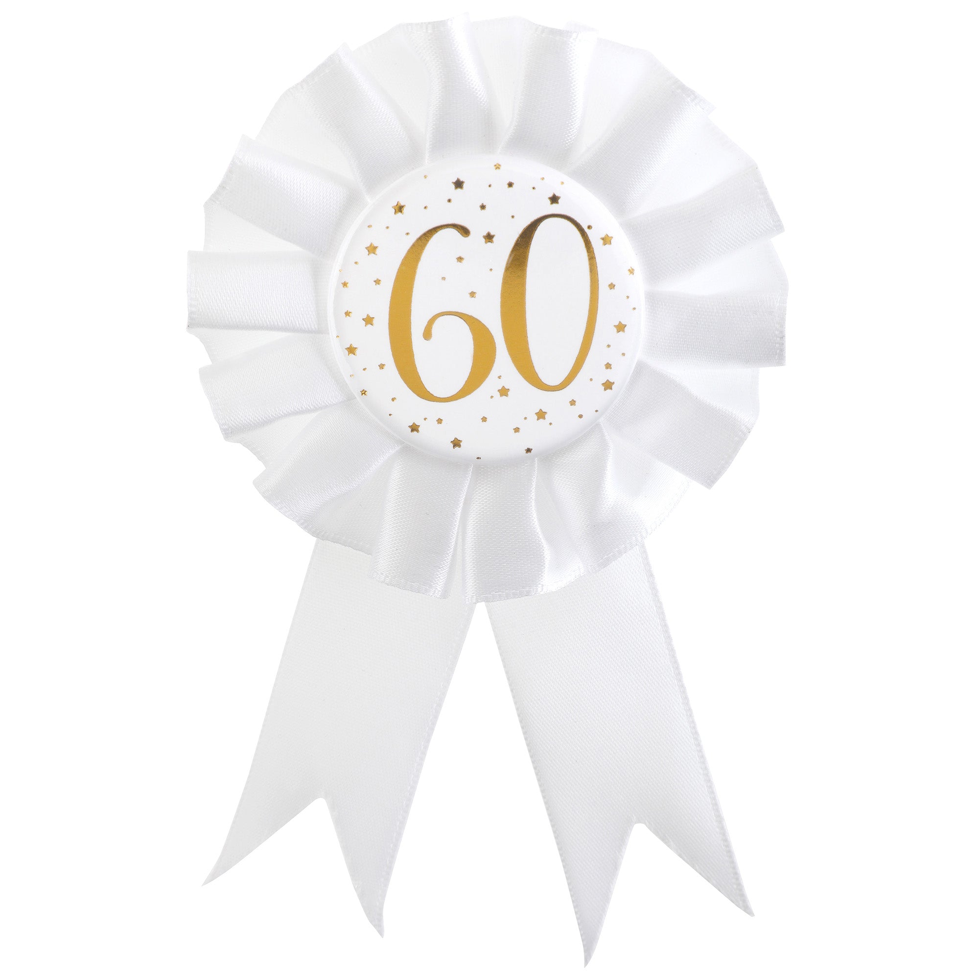 Age 60 Award Ribbon White and Gold 3.15x6in