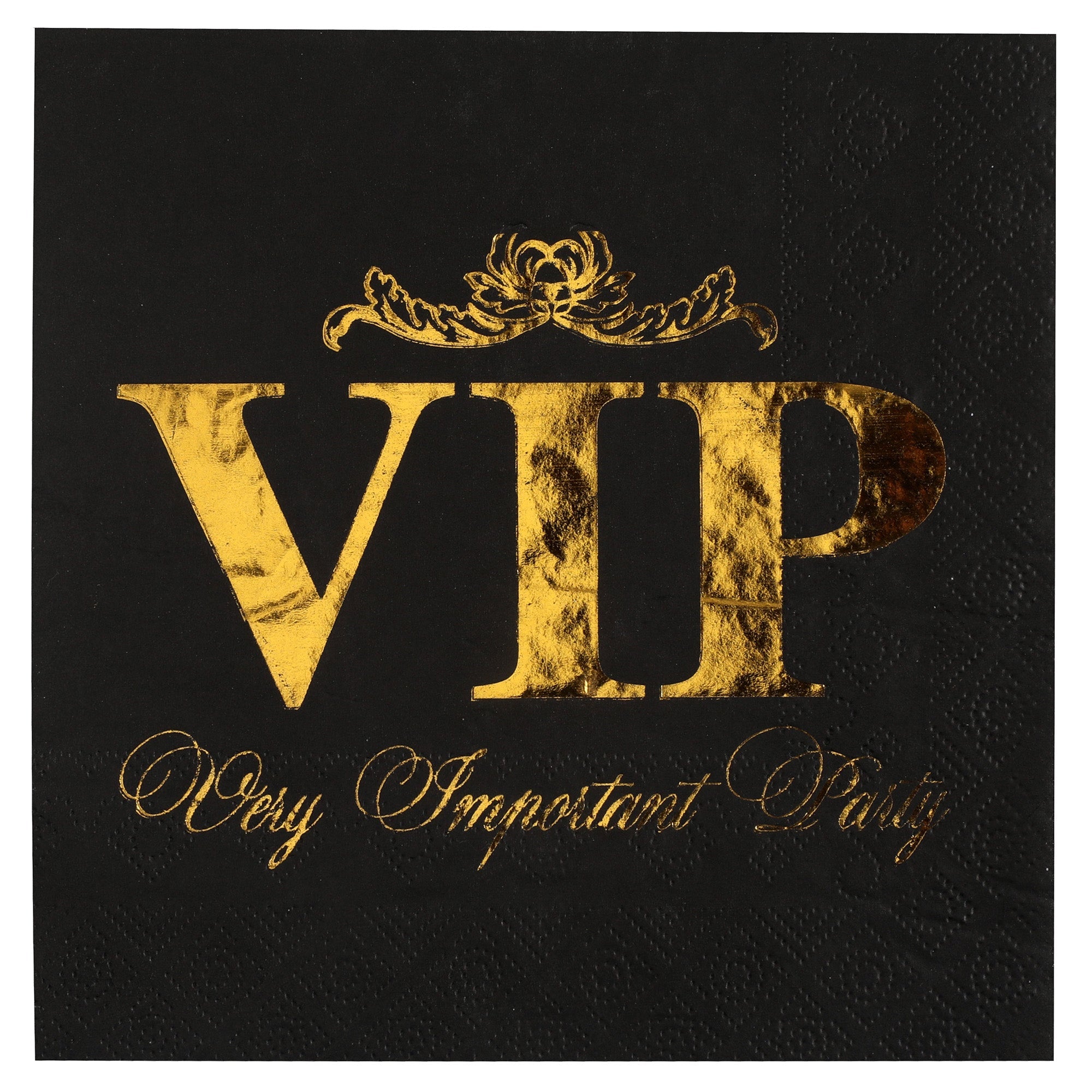 Crowned Vip 10 Luncheon Napkins Black 13x13in