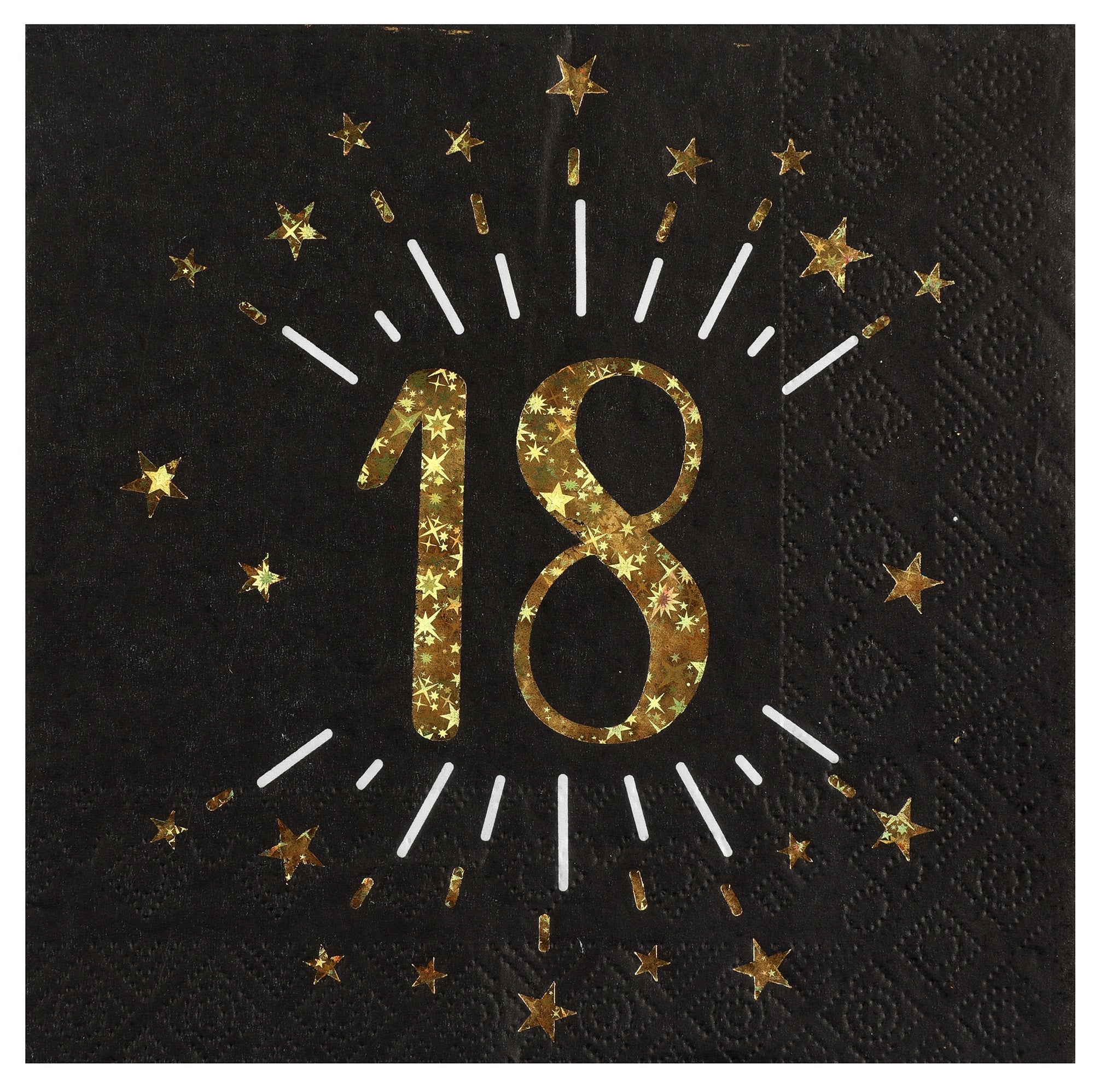 Sparkling Age 18 Luncheon Napkins Black and Gold 13x13in