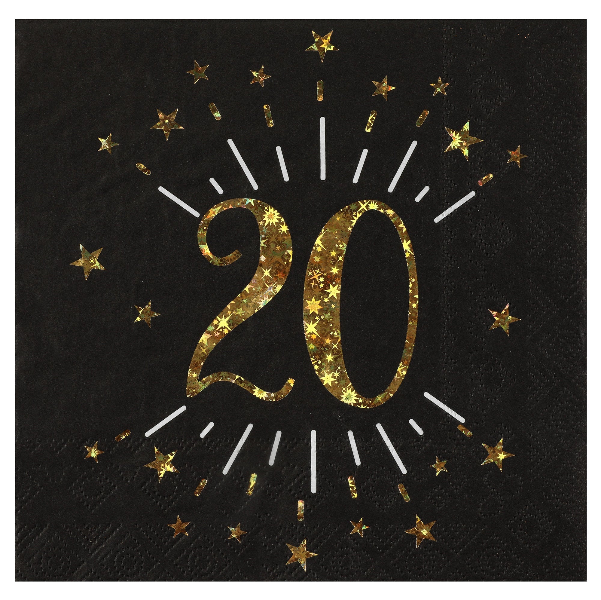 Sparkling Age 20 Luncheon Napkins Black and Gold 13x13in