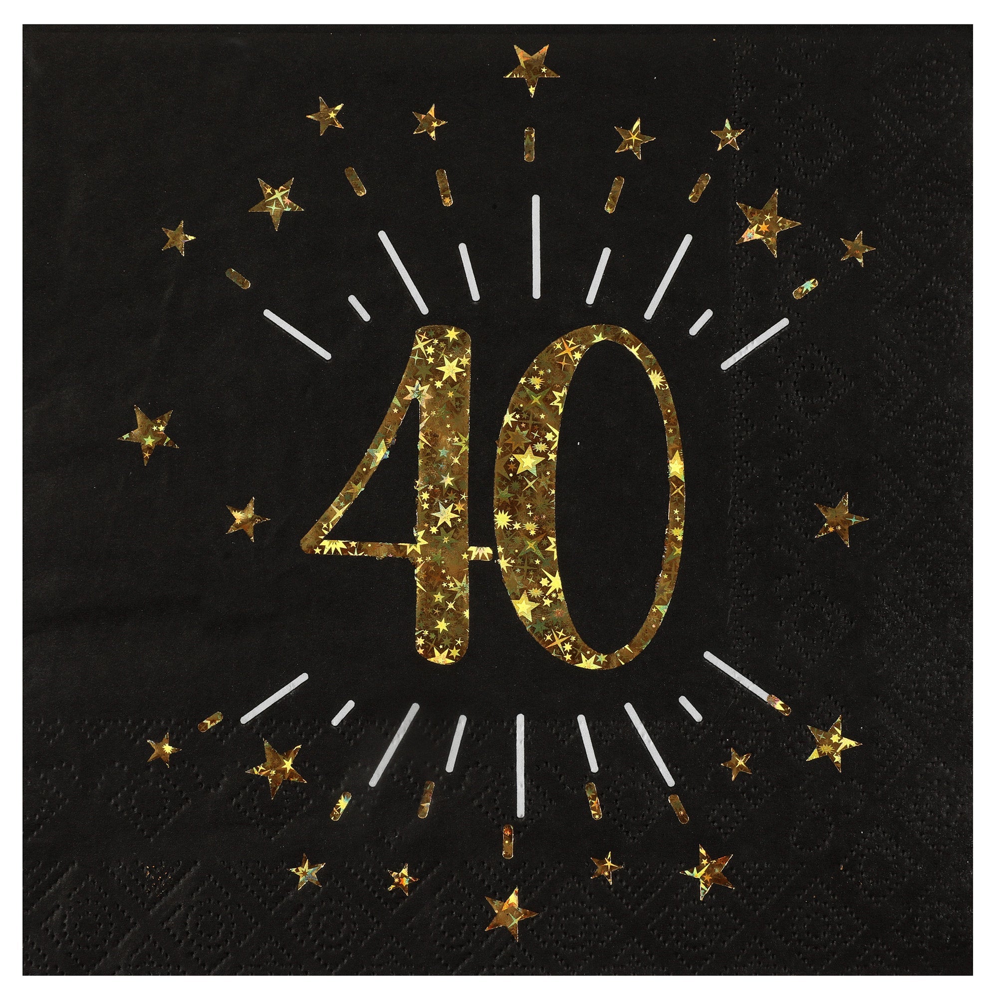 Sparkling Age 40 Luncheon Napkins Black and Gold 13x13in