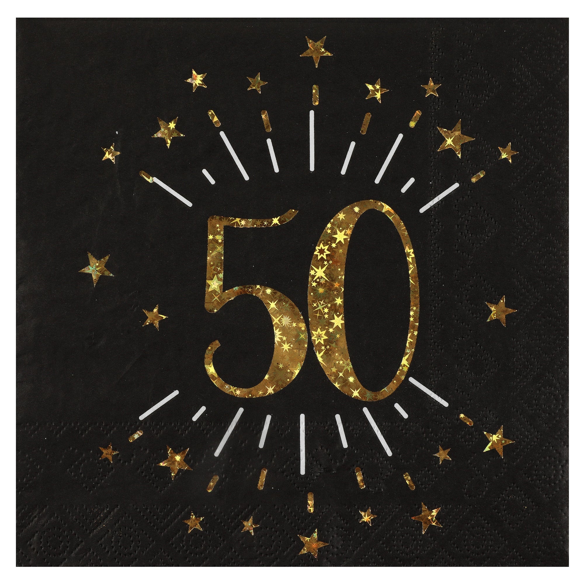 Sparkling Age 50 Luncheon Napkins Black and Gold 13x13in