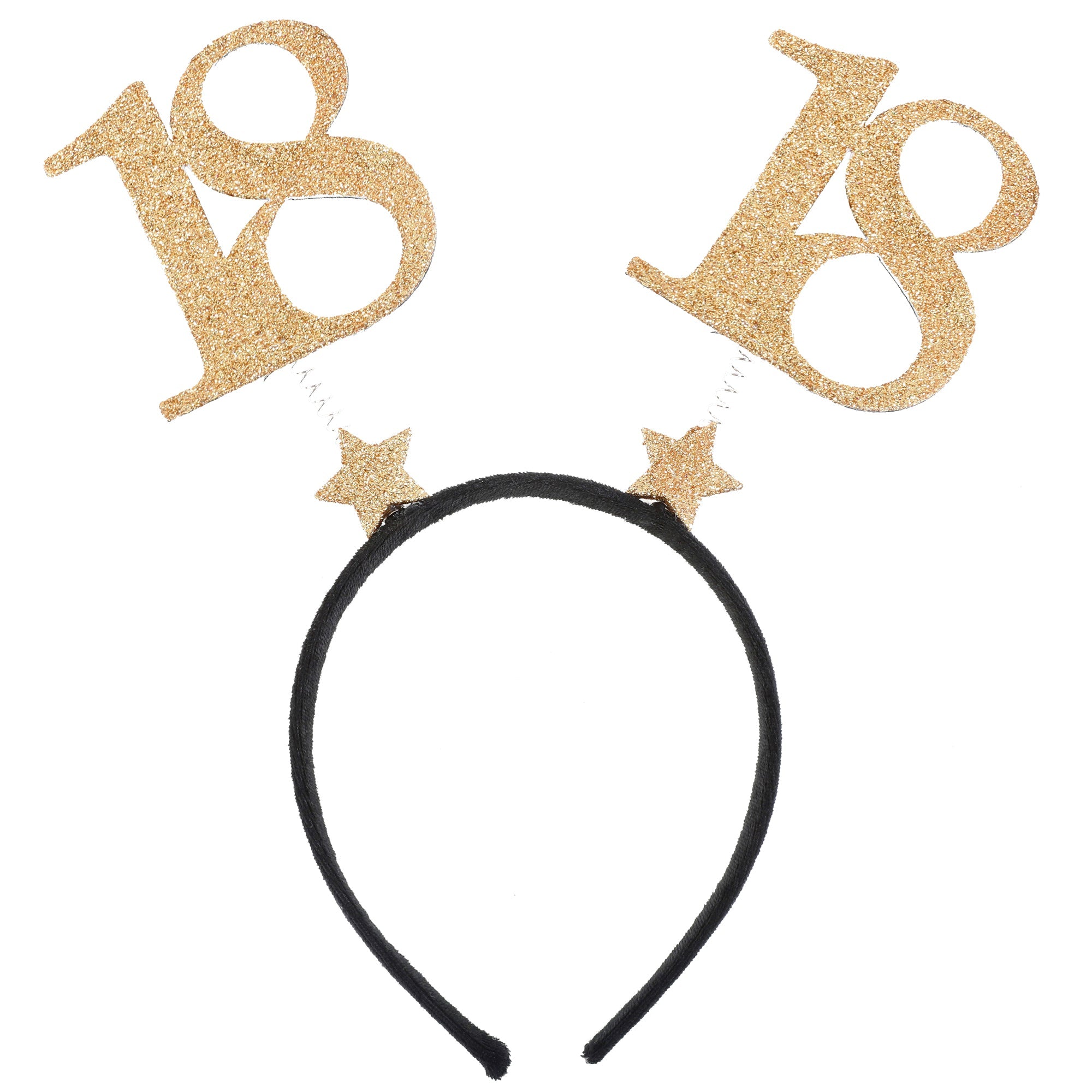 Age 18 Headband Black and Gold 8.3x9.8in