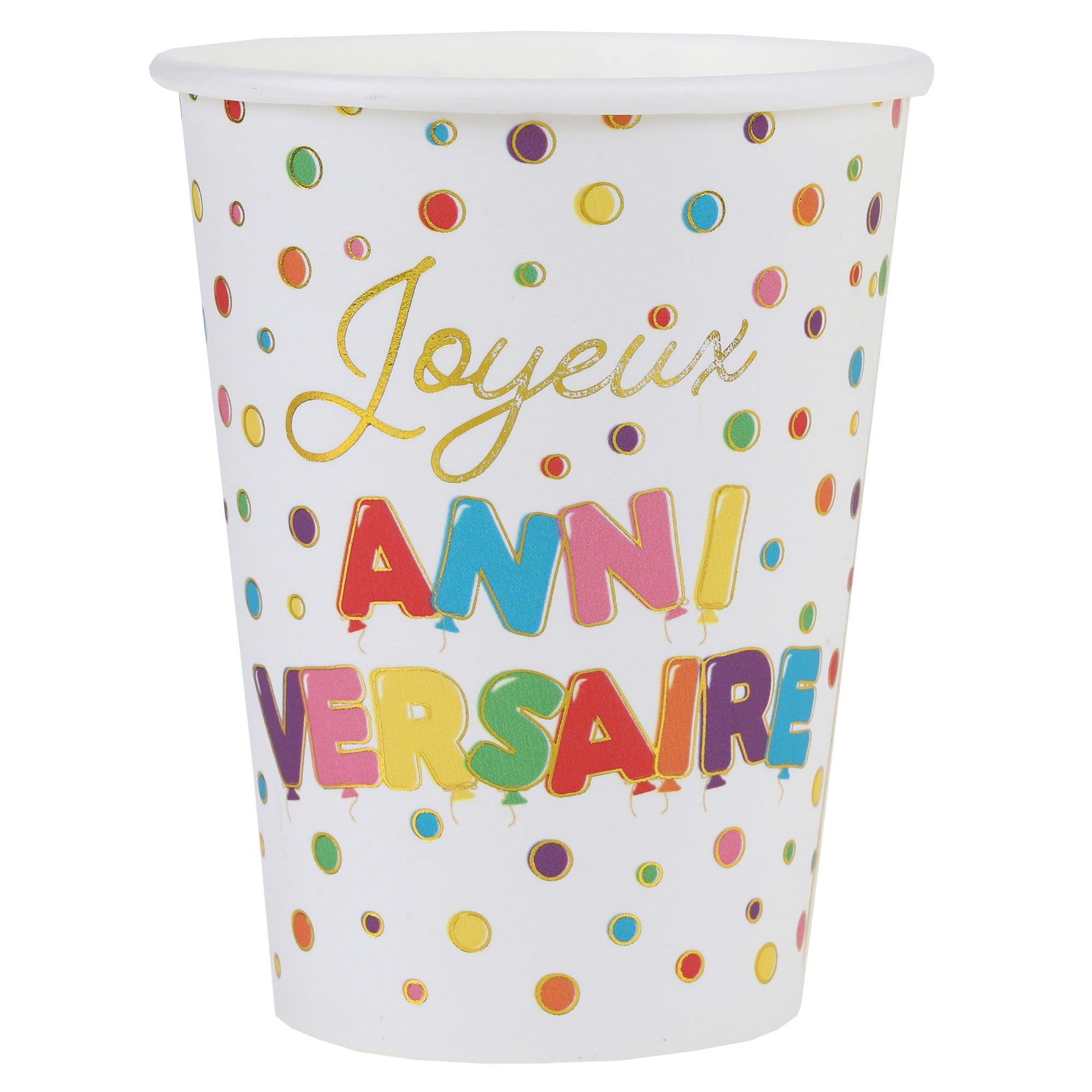 Balloon Anniversary 10 Paper Cups Multicolored 9oz