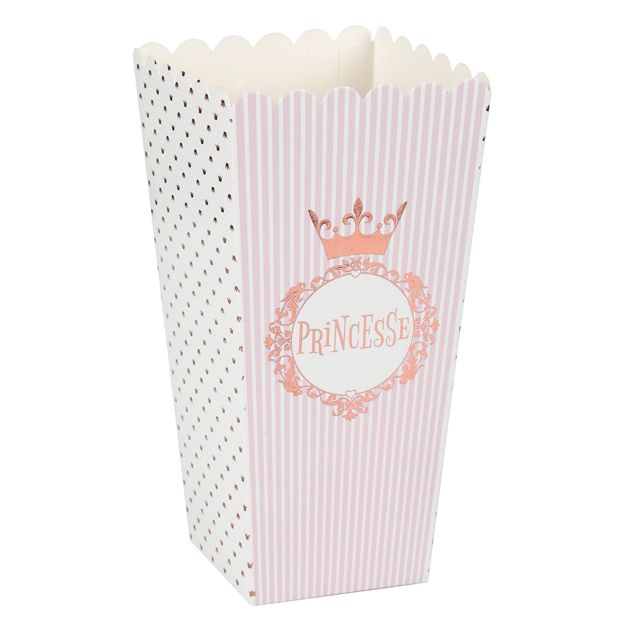 Princesse 8 Small Paper Cones White and Rose Gold 2.4x3.15x6.5in