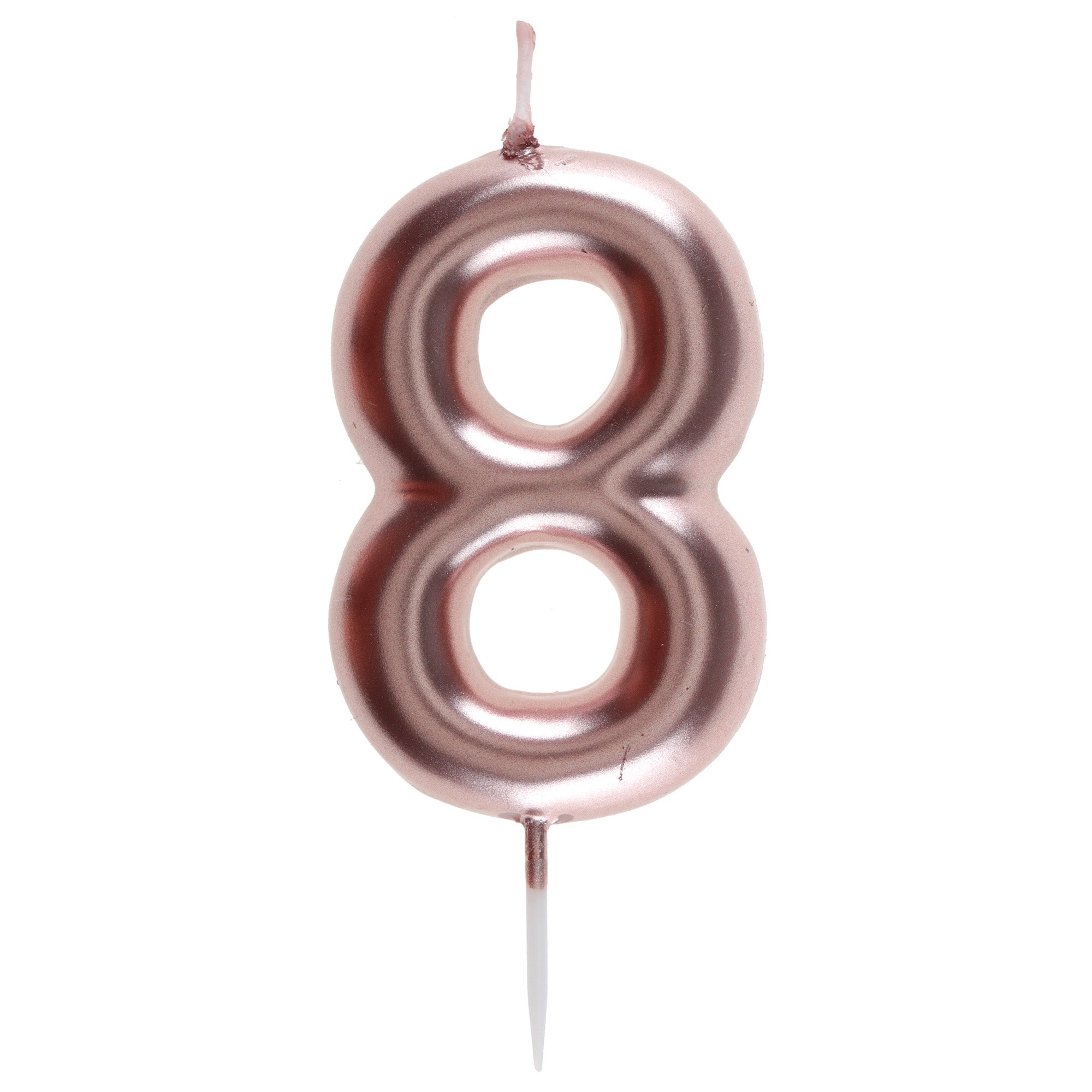 Number 8 Birthday Candle Rose Gold 1.6x3.5in