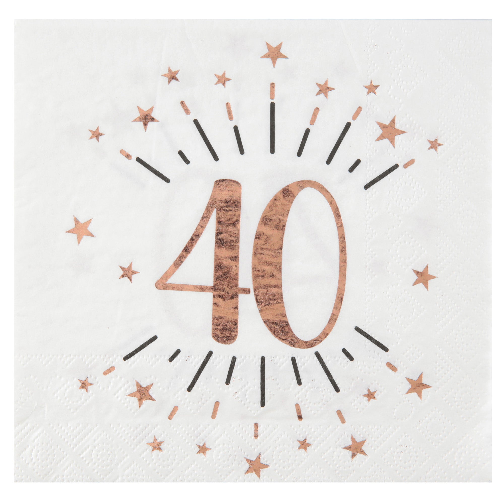 Sparkling Age 40 10 Luncheon Napkins Rose Gold 13x13in