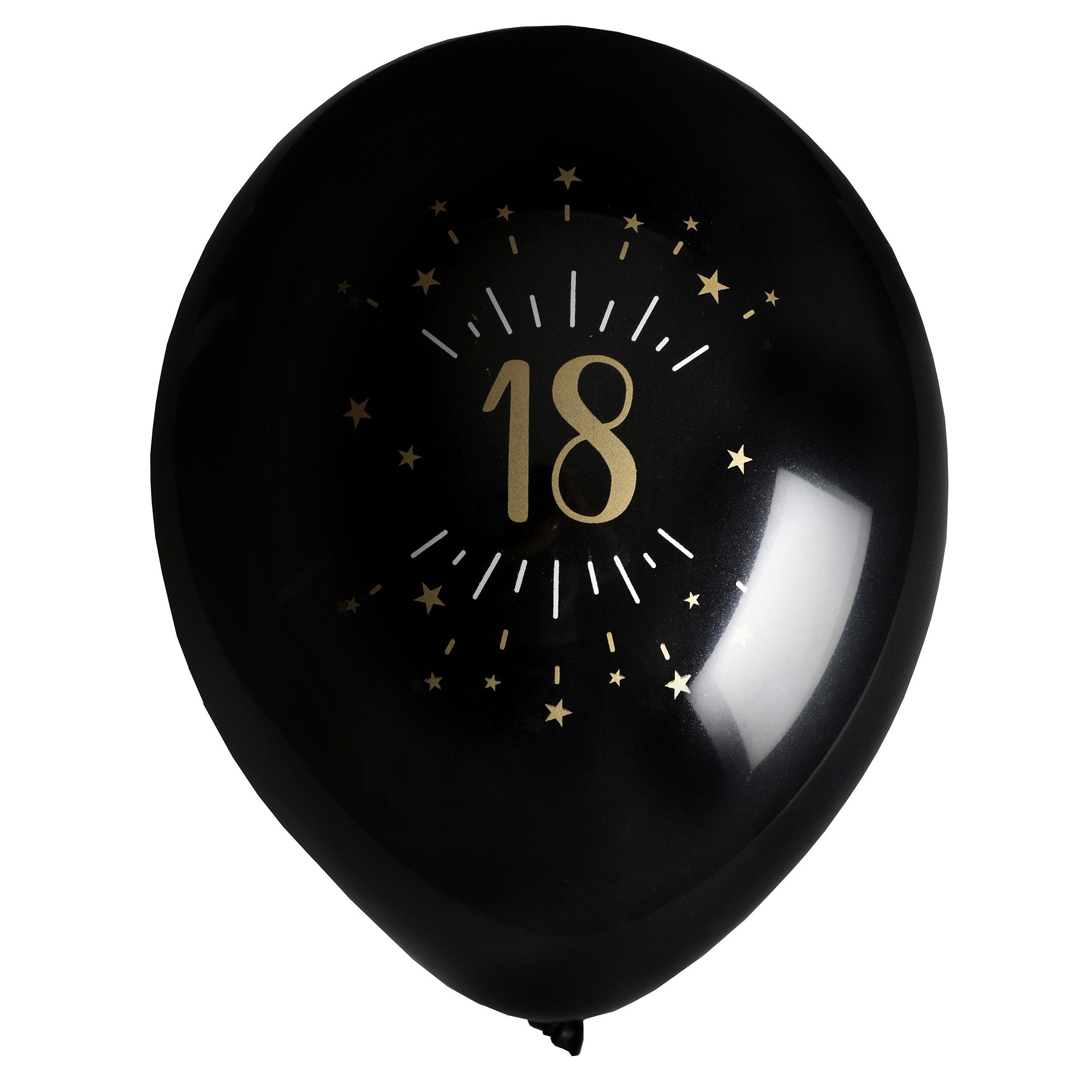 Sparkling Age 18 8 Printed Latex Balloons Black and Gold 9in